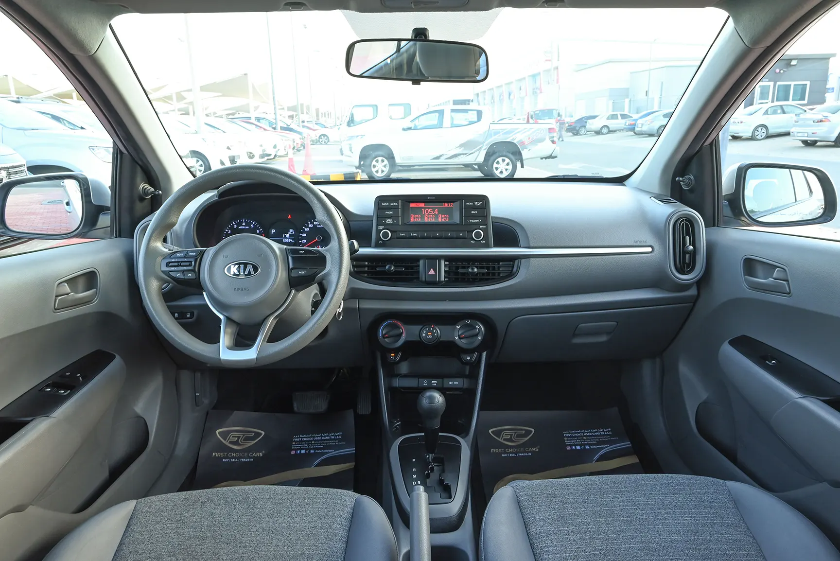 Used 2020 KIA Picanto Ex Silver – Front Cabin / Dashboard Full View at First Choice Cars Sharjah