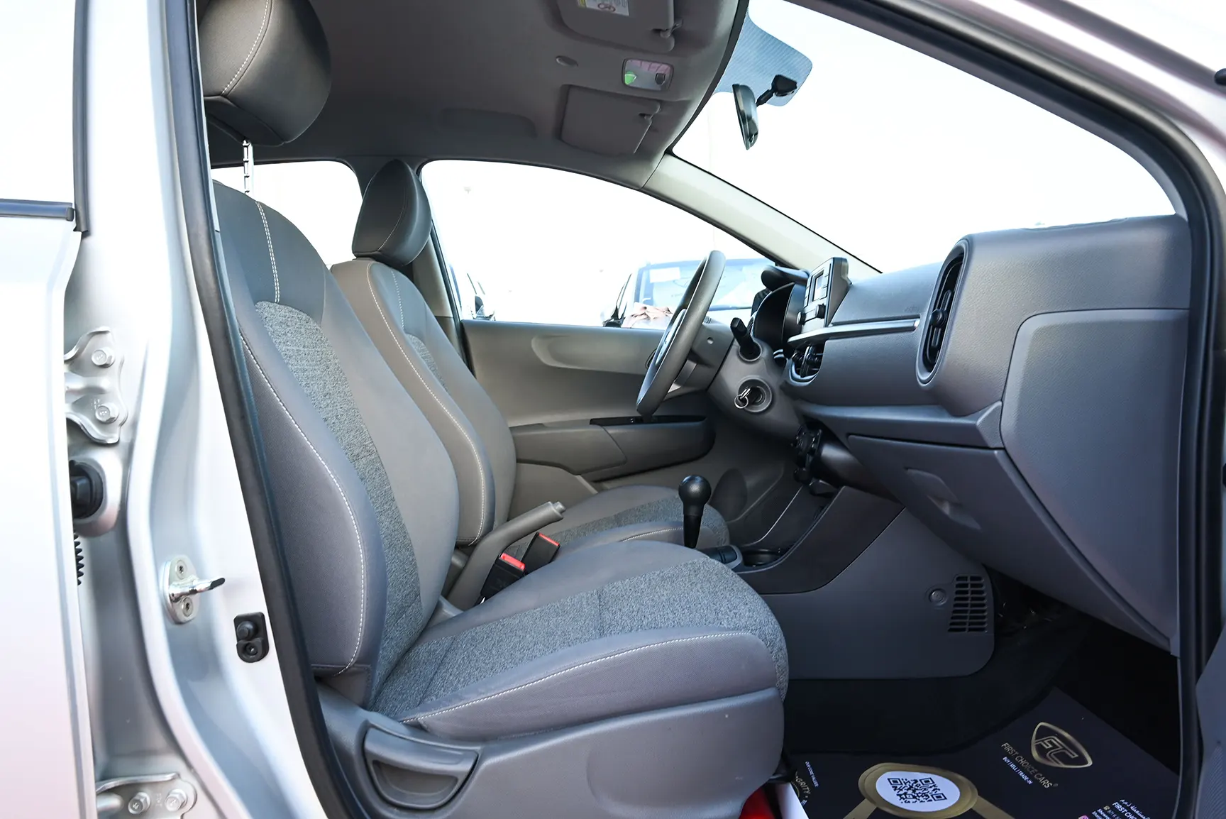 Used 2020 KIA Picanto Ex Silver – Front Passenger Side Cabin View at First Choice Cars Sharjah