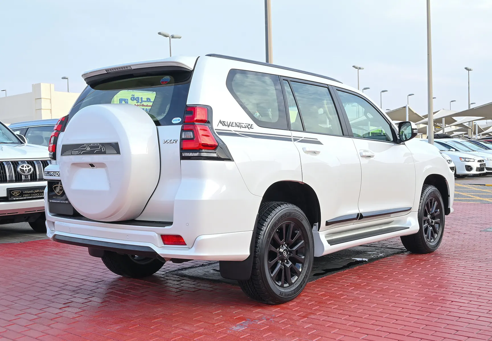 Used 2022 Toyota Prado Adventure White – Right Back Diagonal (45°) View at First Choice Cars Sharjah