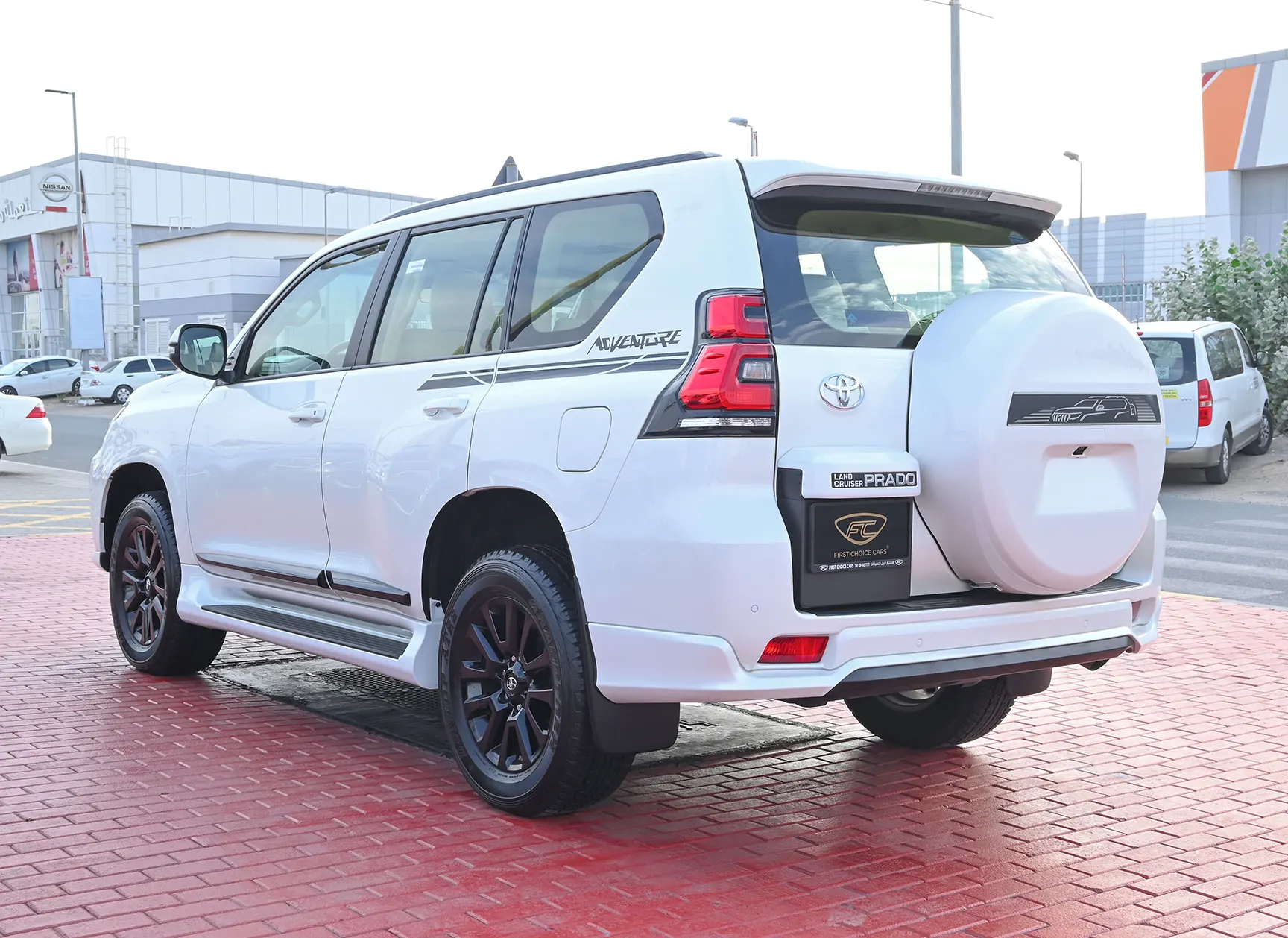 Used 2022 Toyota Prado Adventure White – Left Back Diagonal (45°) View at First Choice Cars Sharjah