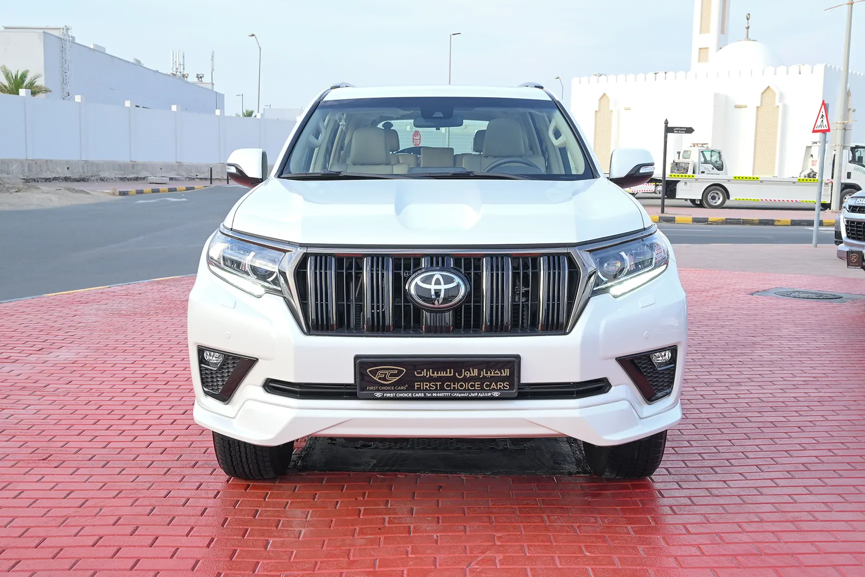 Used 2022 Toyota Prado Adventure White – Front View at First Choice Cars Sharjah