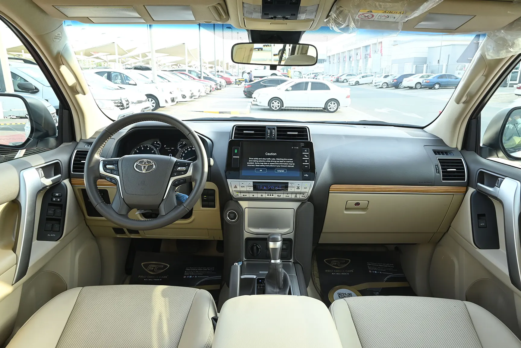 Used 2022 Toyota Prado Adventure White – Front Cabin / Dashboard Full View at First Choice Cars Sharjah