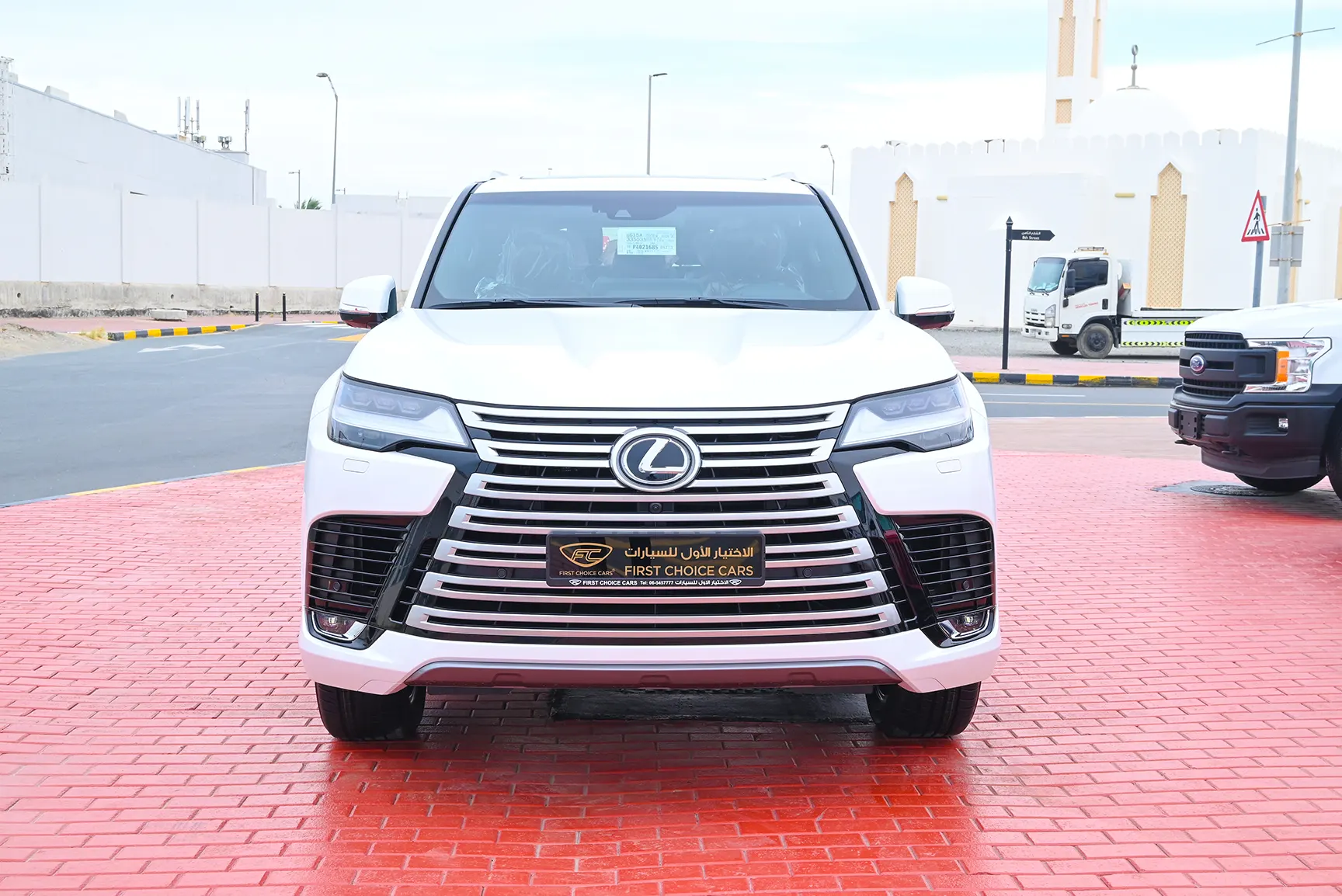 Used 2023 Lexus LX-Series LX 600 Signature White – Front View at First Choice Cars Sharjah