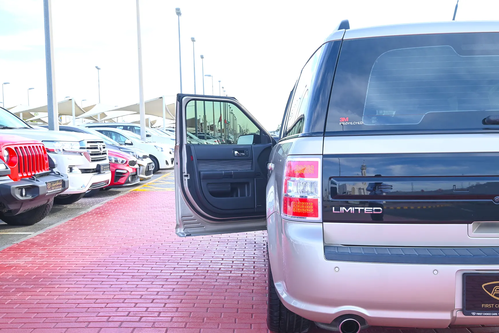 Used 2017 Ford Flex Limited White – Taillight Close-up at First Choice Cars Sharjah