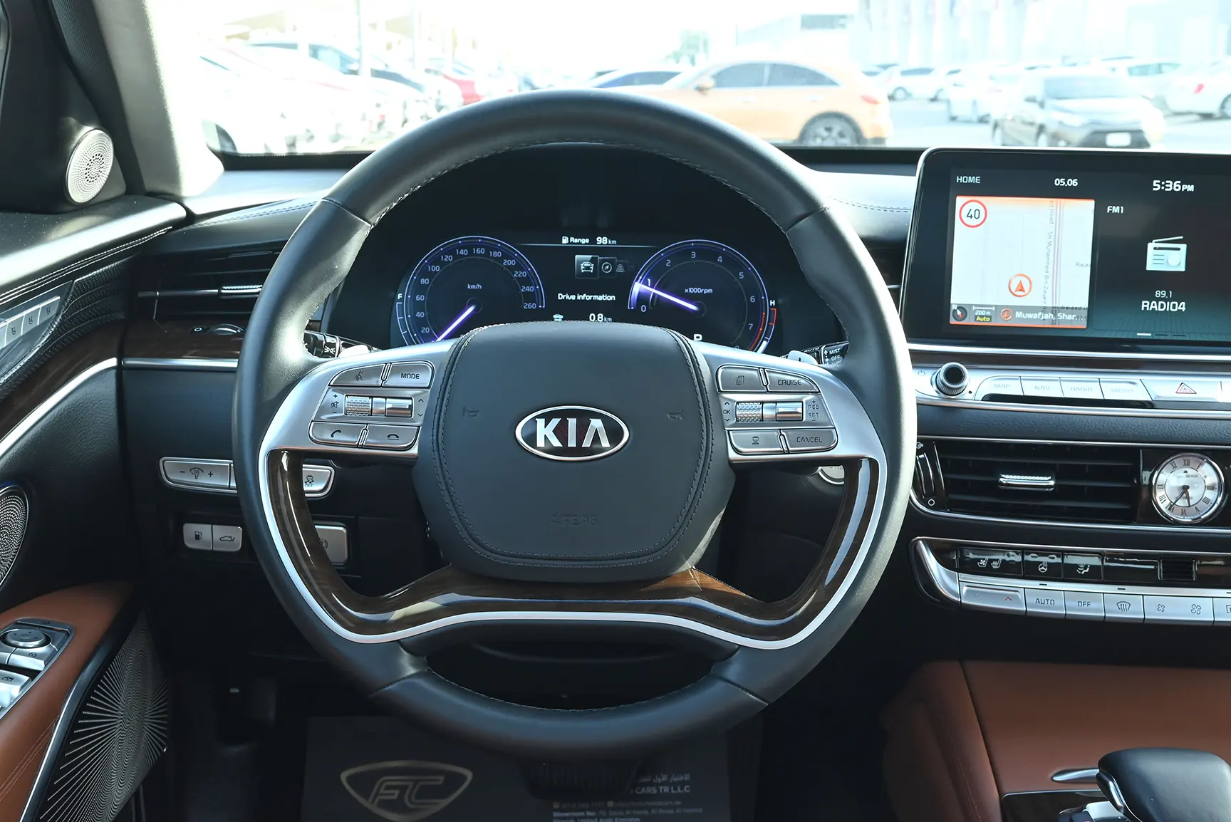Used 2020 KIA K-900 GDI 3.8L V6 White – Driver Side Dashboard & Steering View at First Choice Cars Sharjah
