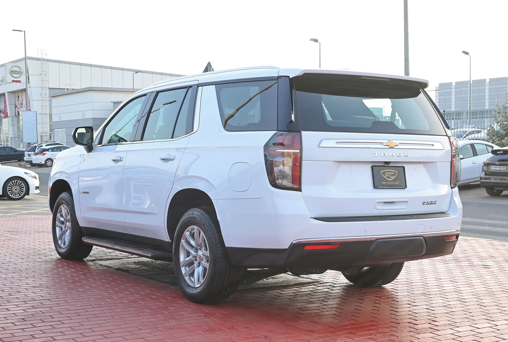 Used 2021 Chevrolet Tahoe LS White – Left Back Diagonal (45°) View at First Choice Cars Sharjah