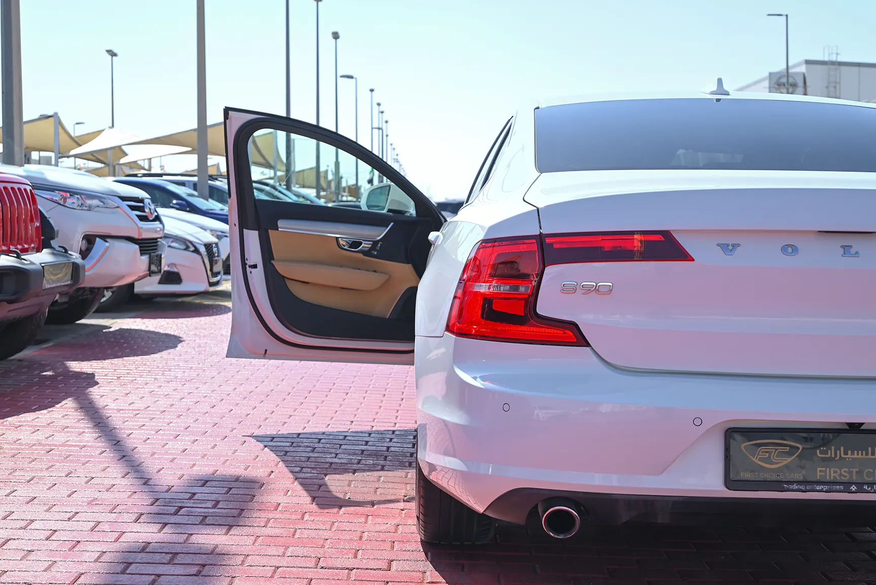 Used 2019 Volvo S90 T5 White – Taillight Close-up at First Choice Cars Sharjah
