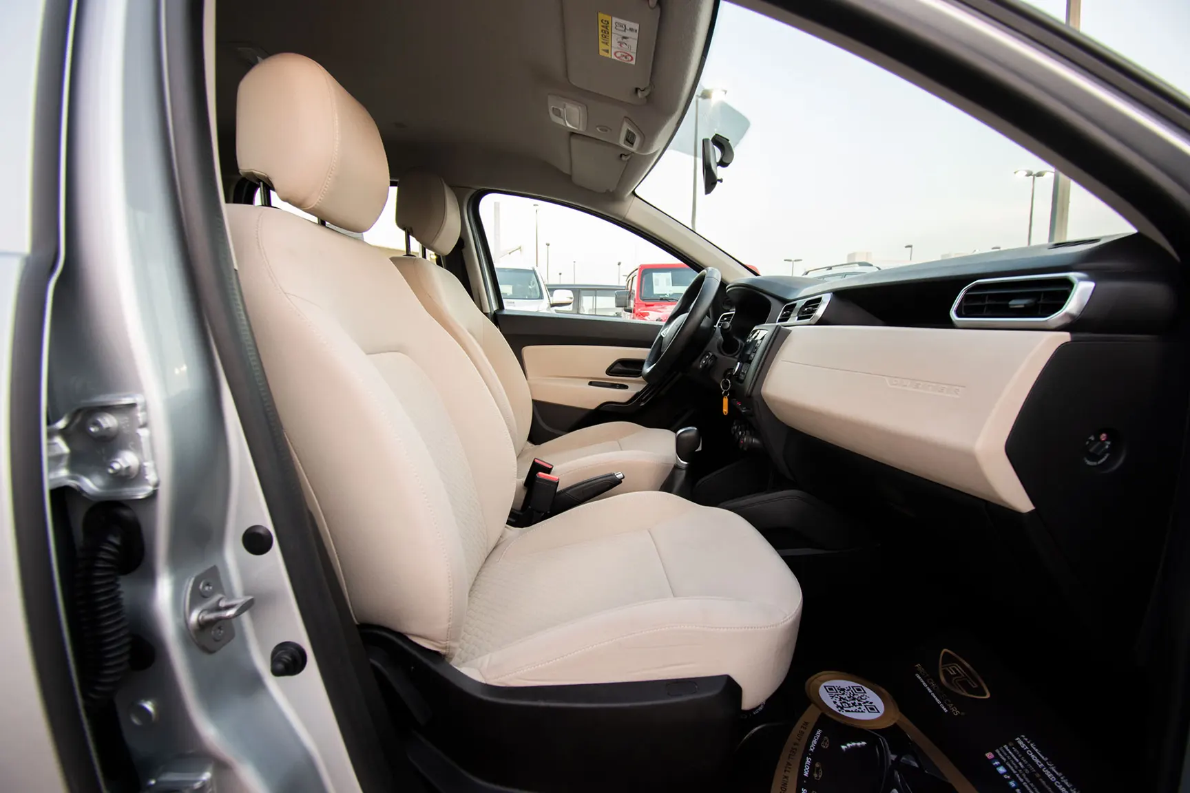 Used 2020 Renault Duster Se White – Front Passenger Side Cabin View at First Choice Cars Sharjah