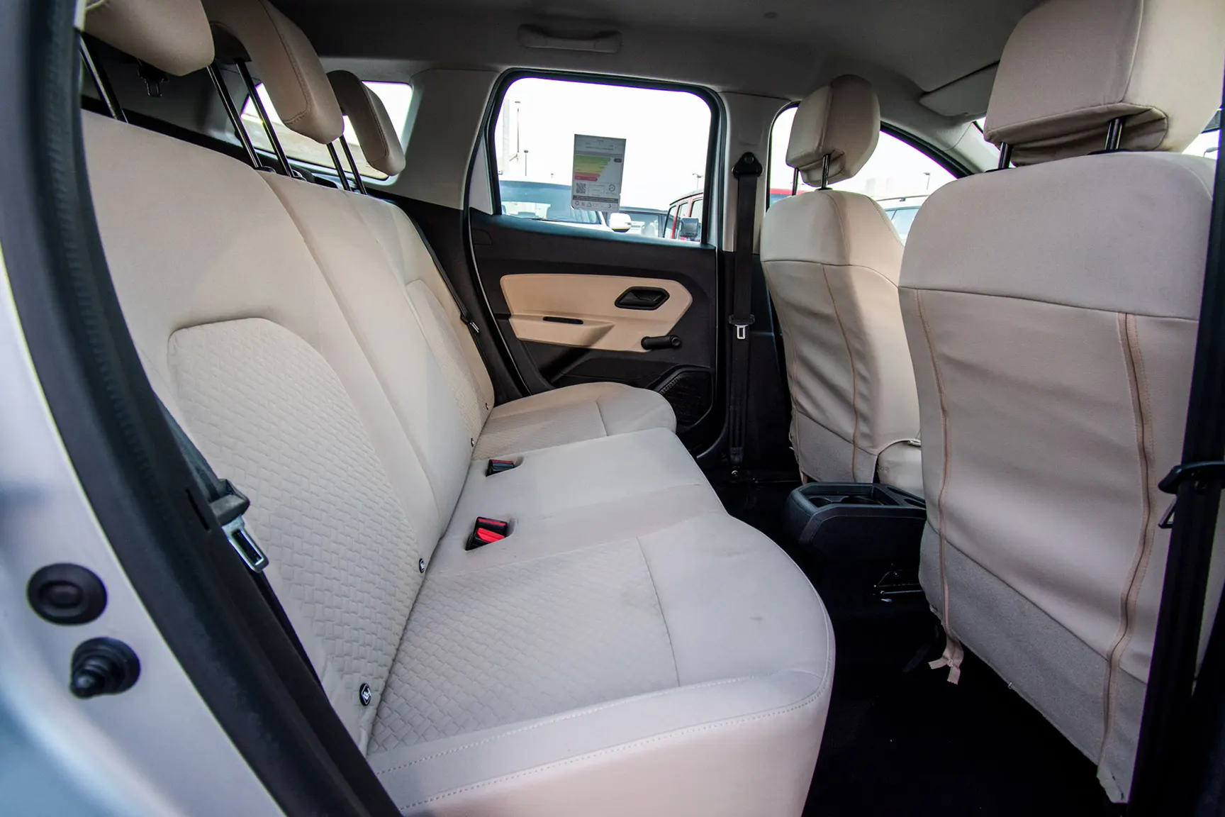 Used 2020 Renault Duster Se White – Rear Passenger Side Cabin View at First Choice Cars Sharjah