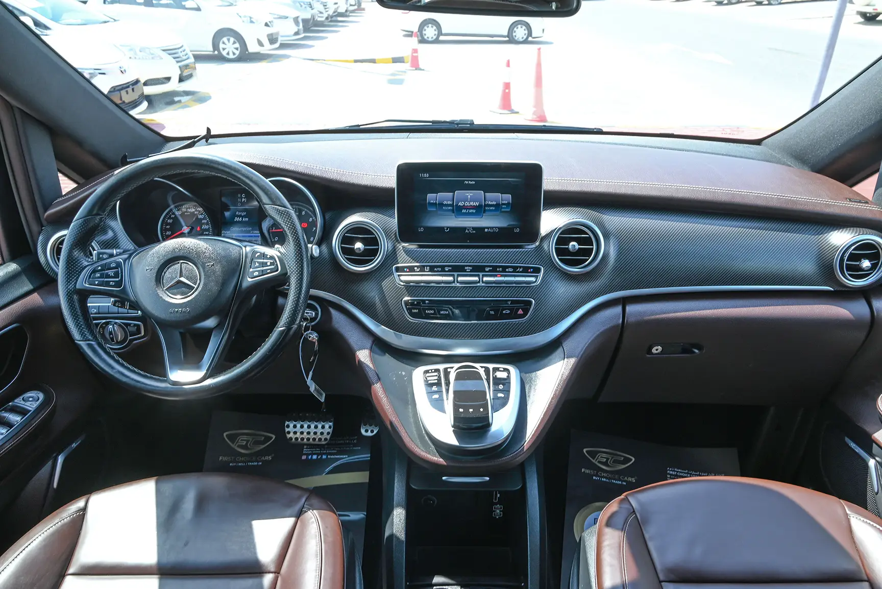 Used 2018 Mercedes Benz V-Class V 250 Exclusive White – Front Cabin / Dashboard Full View at First Choice Cars Sharjah