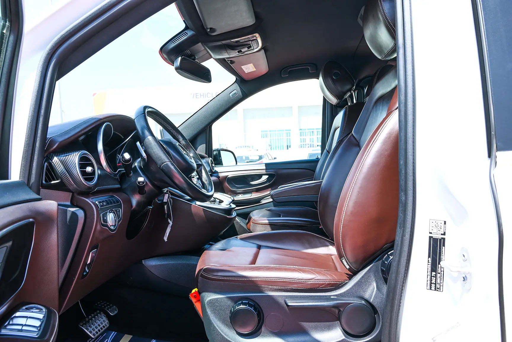 Used 2018 Mercedes Benz V-Class V 250 Exclusive White – Front Driver Side Cabin View at First Choice Cars Sharjah