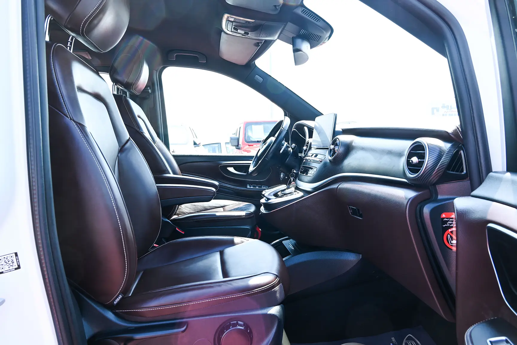 Used 2018 Mercedes Benz V-Class V 250 Exclusive White – Front Passenger Side Cabin View at First Choice Cars Sharjah