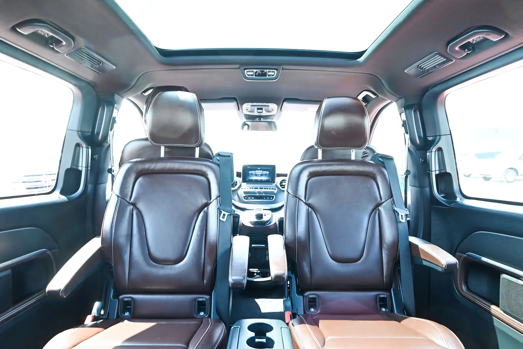 Used 2018 Mercedes Benz V-Class V 250 Exclusive White – Rear Seat View at First Choice Cars Sharjah