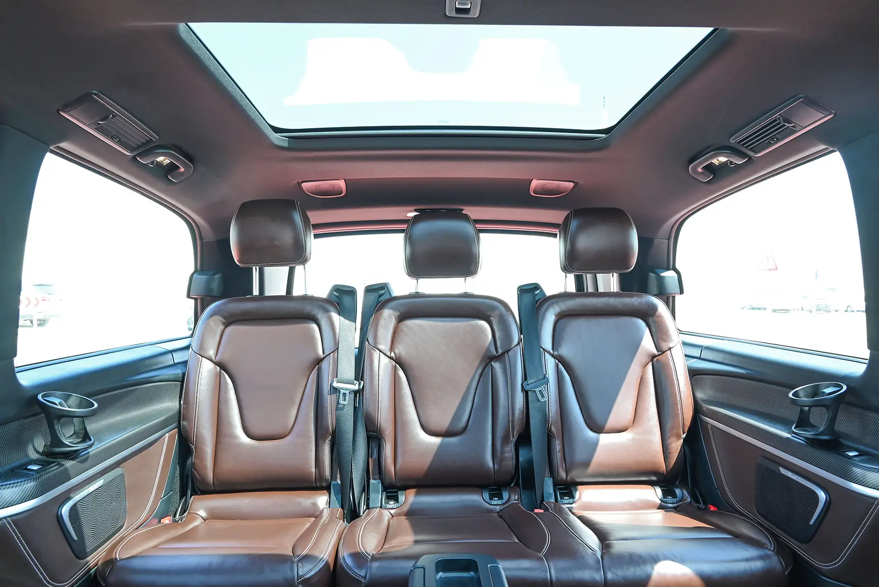 Used 2018 Mercedes Benz V-Class V 250 Exclusive White – Rear Seat View at First Choice Cars Sharjah