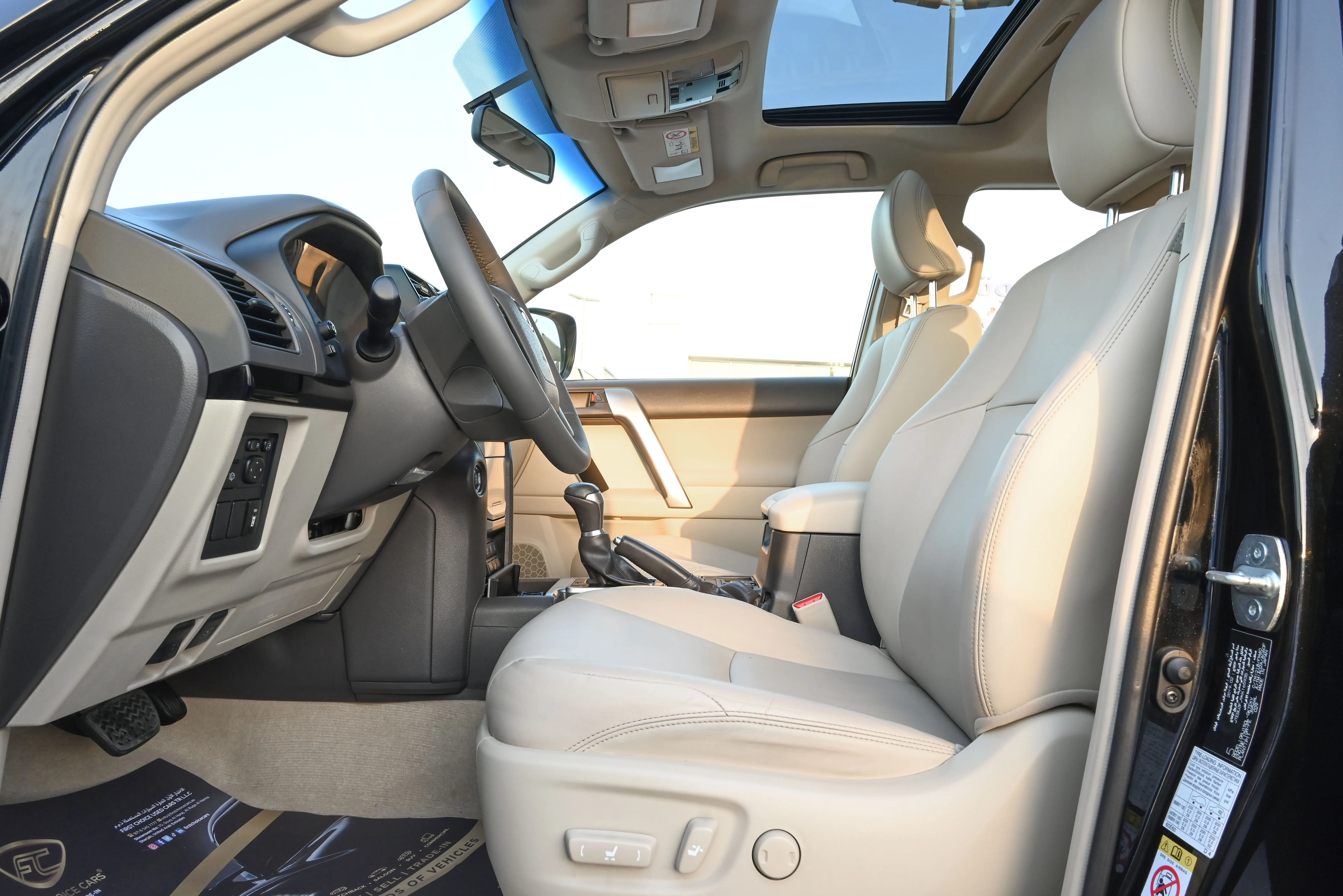 Used 2019 Toyota Prado VXR Black – Front Driver Side Cabin View at First Choice Cars Sharjah