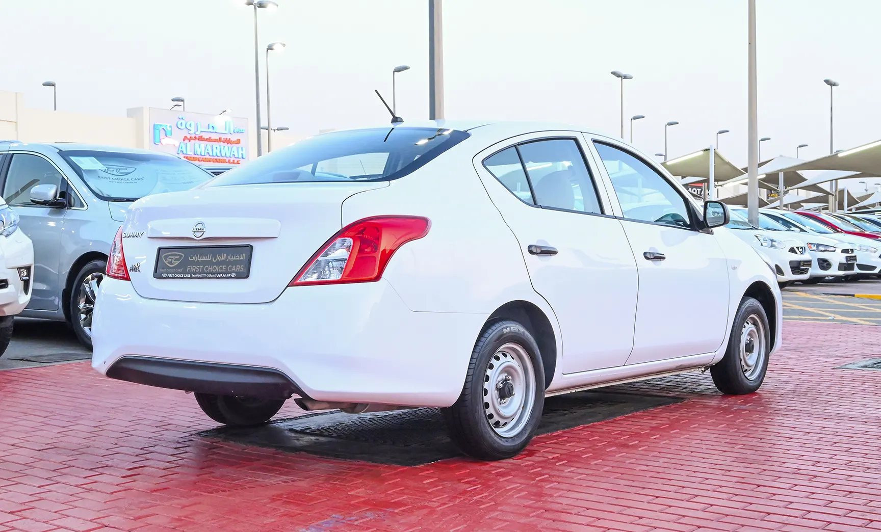 Used 2017 Nissan Sunny S White – Right Back Diagonal (45°) View at First Choice Cars Sharjah