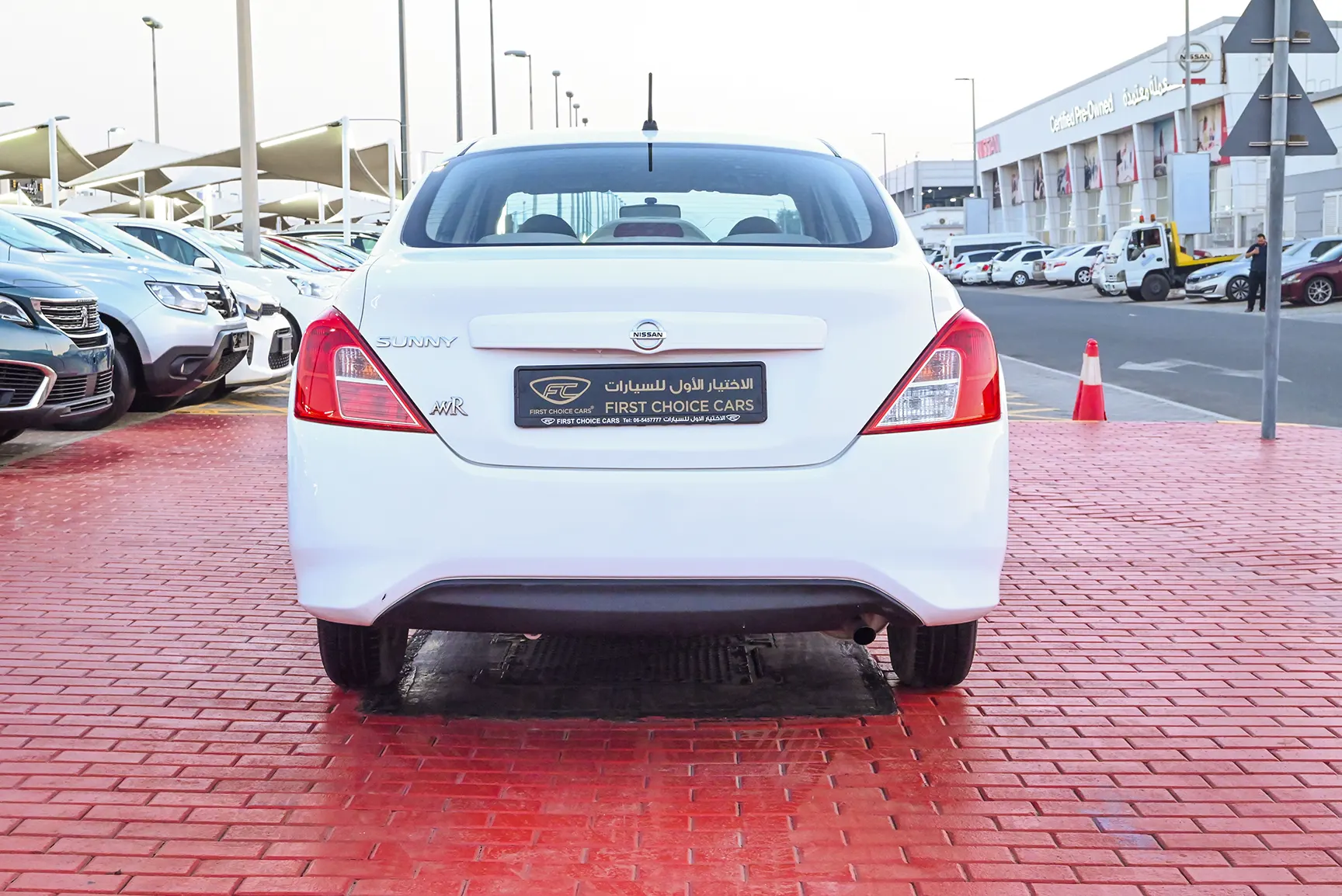 Used 2017 Nissan Sunny S White – Back/Rear View at First Choice Cars Sharjah