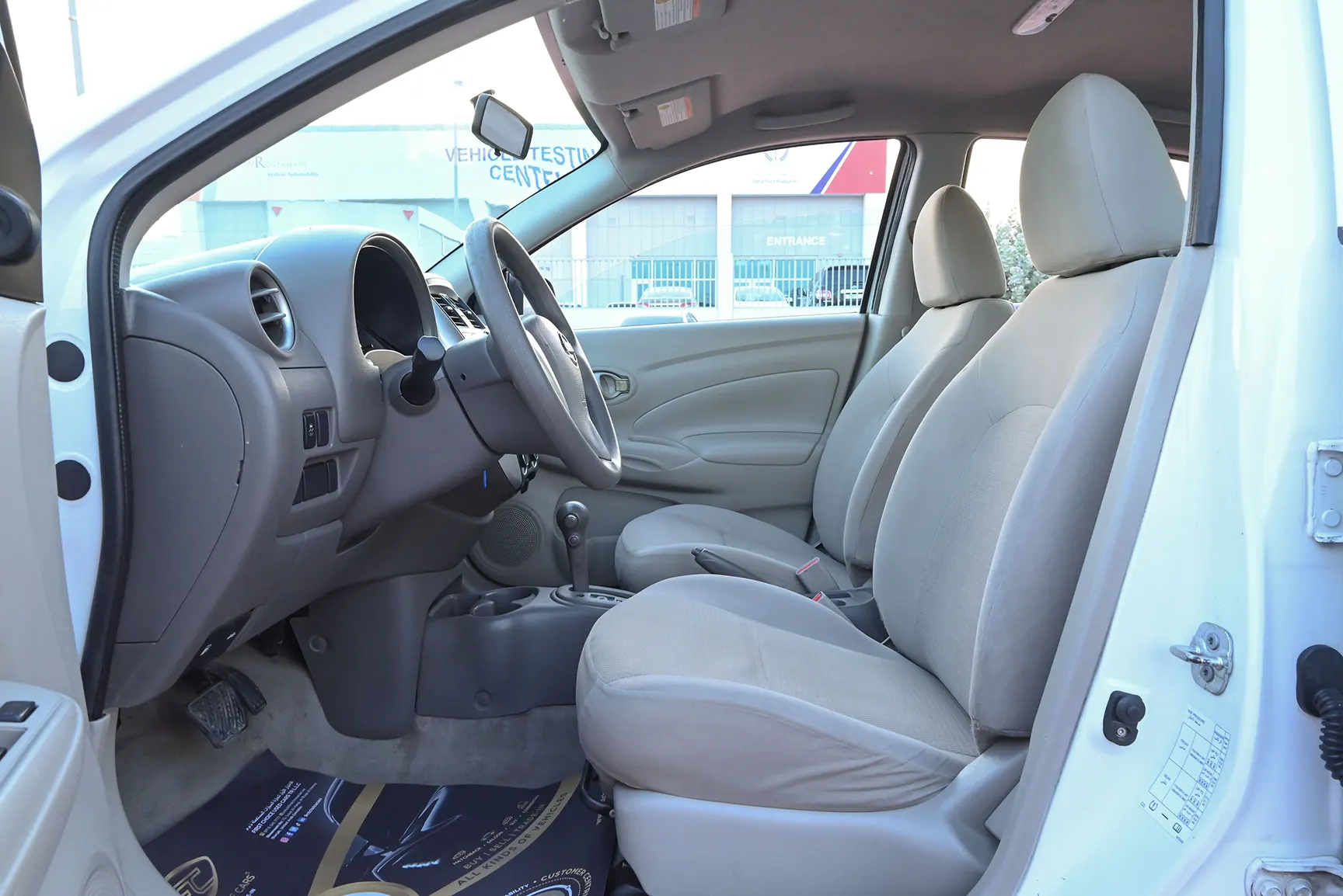 Used 2017 Nissan Sunny S White – Front Driver Side Cabin View at First Choice Cars Sharjah