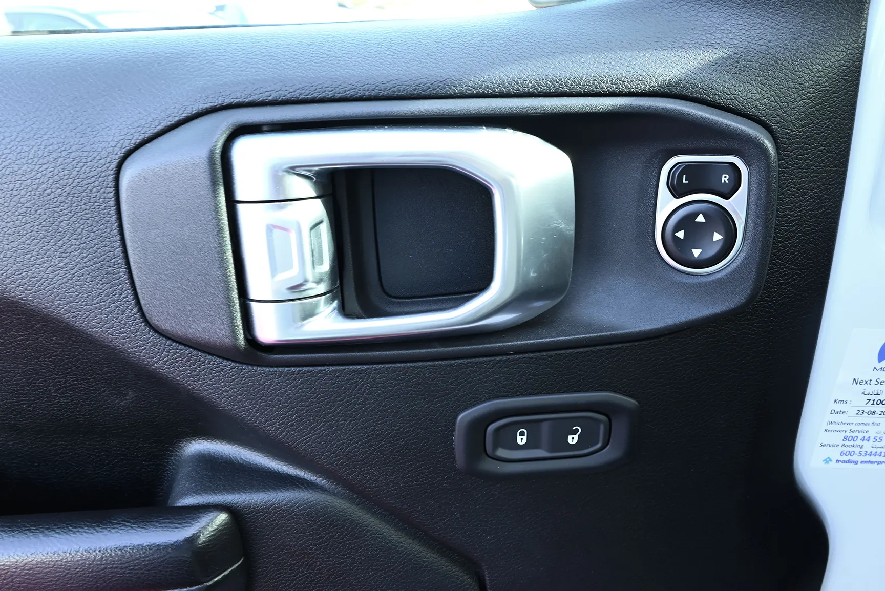 Used 2019 Jeep Wrangler Unlimited Sport White – Driver Door Panel Full View at First Choice Cars Sharjah