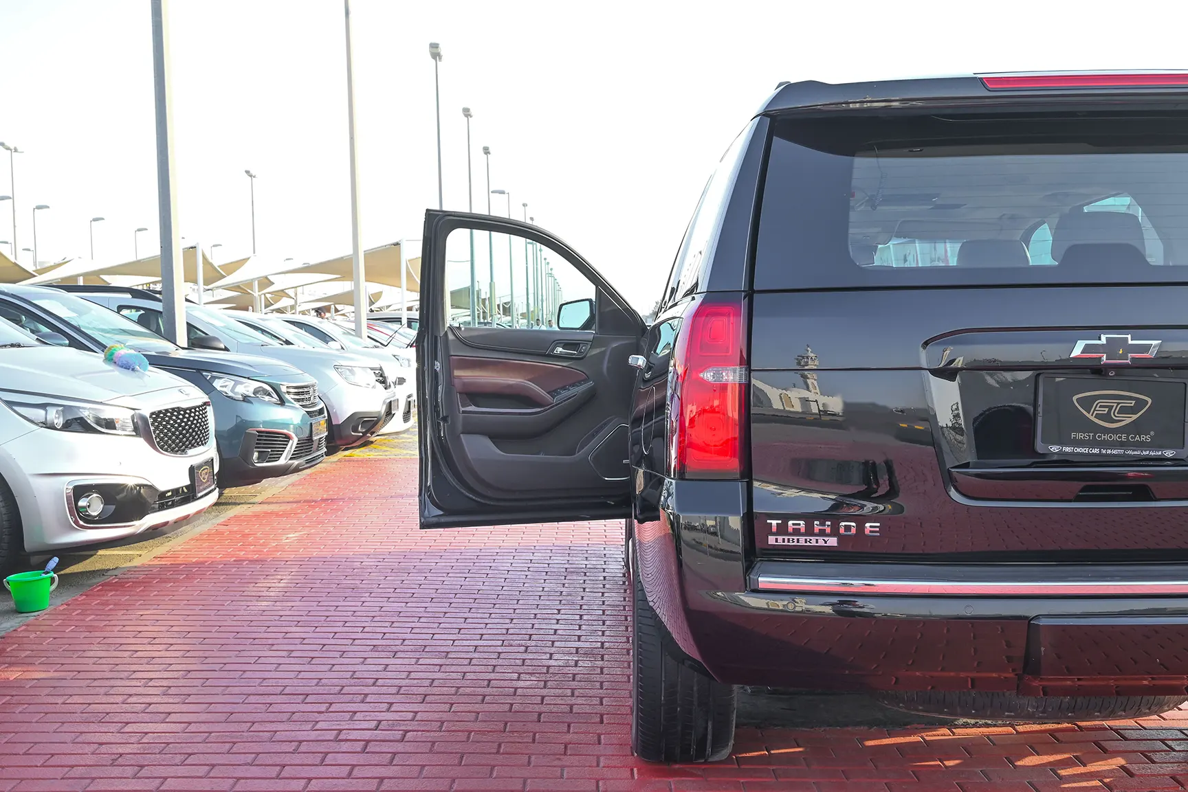 Used 2015 Chevrolet Tahoe LTZ Grey – Taillight Close-up at First Choice Cars Sharjah