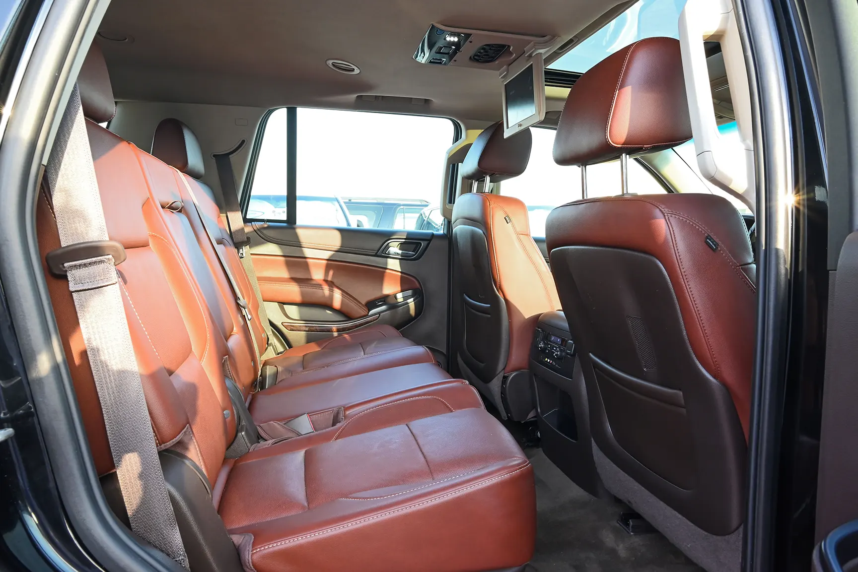 Used 2015 Chevrolet Tahoe LTZ Grey – Rear Passenger Side Cabin View at First Choice Cars Sharjah