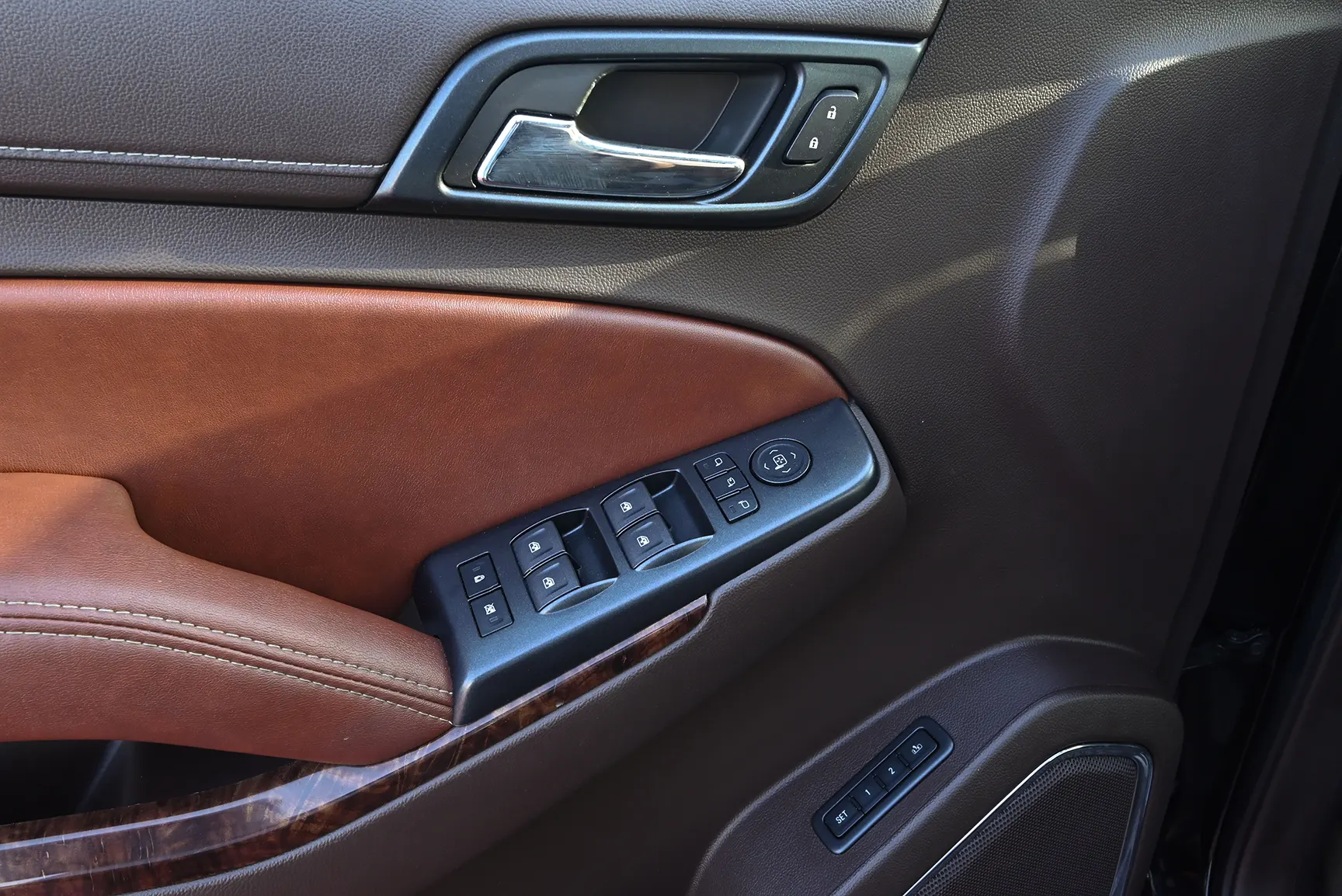 Used 2015 Chevrolet Tahoe LTZ Grey – Driver Door Panel Full View at First Choice Cars Sharjah