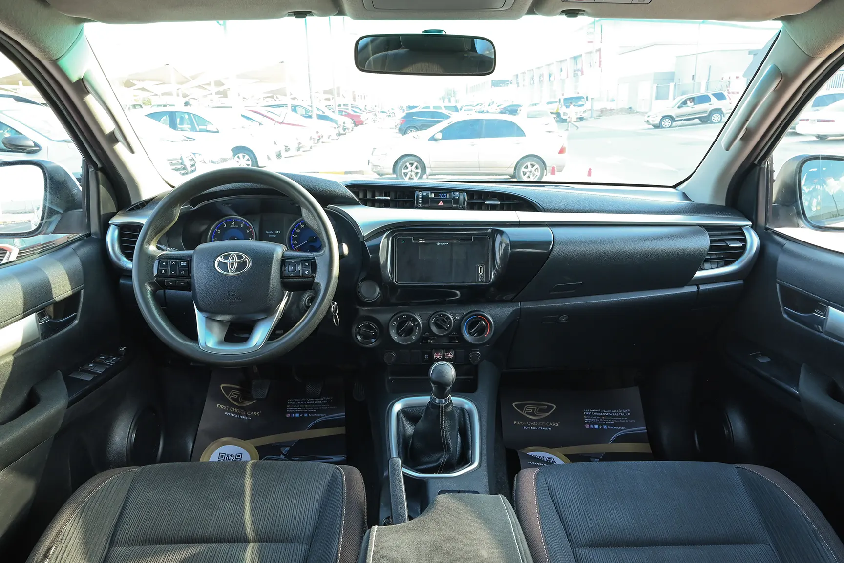 Used 2020 Toyota Hilux GLX Double Cabin White – Front Cabin / Dashboard Full View at First Choice Cars Sharjah