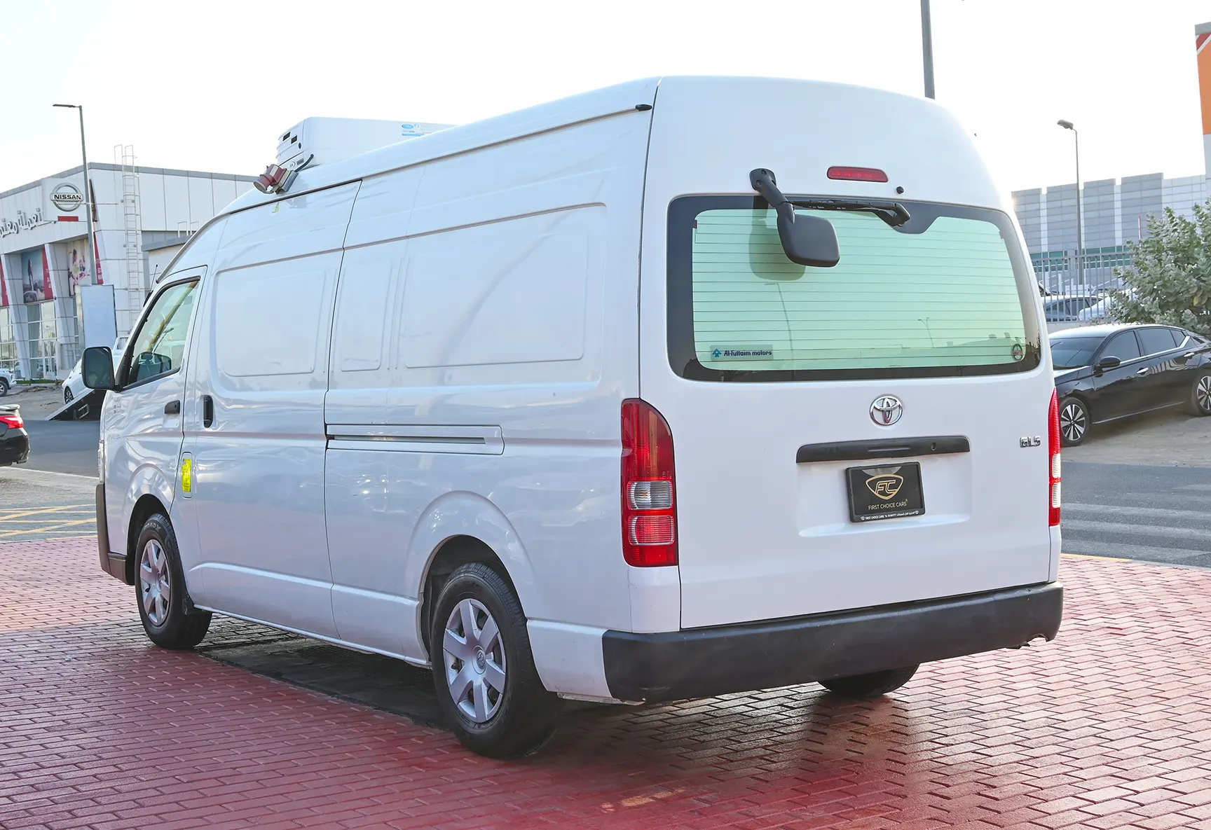 Used 2018 Toyota Hiace GL High Roof White – Left Back Diagonal (45°) View at First Choice Cars Sharjah