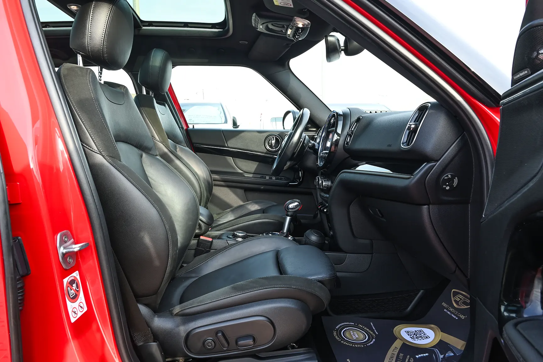 Used 2017 MINI Countryman Cooper S Red – Front Passenger Side Cabin View at First Choice Cars Sharjah