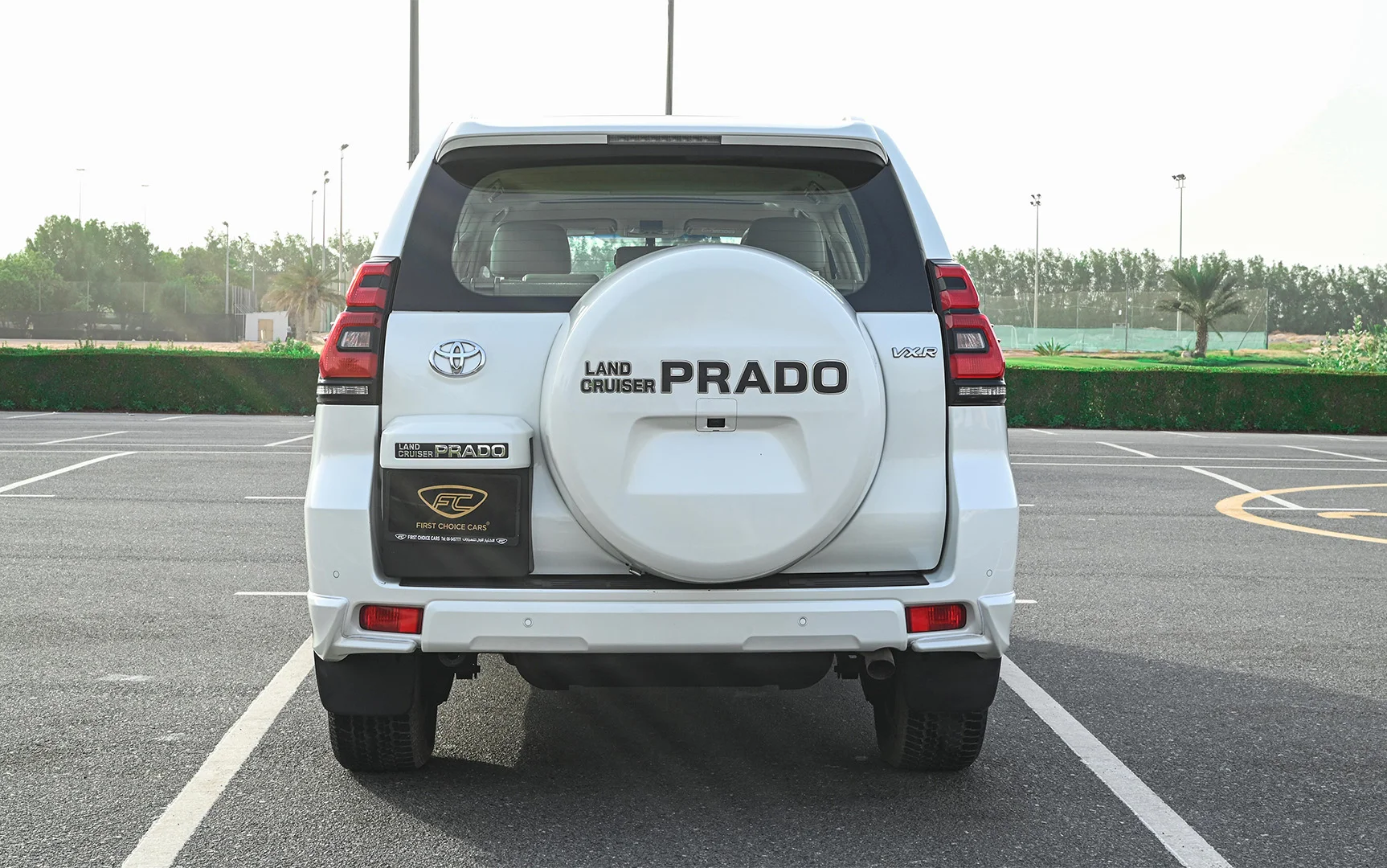 Used 2019 Toyota Prado VXR White – Back/Rear View at First Choice Cars Sharjah