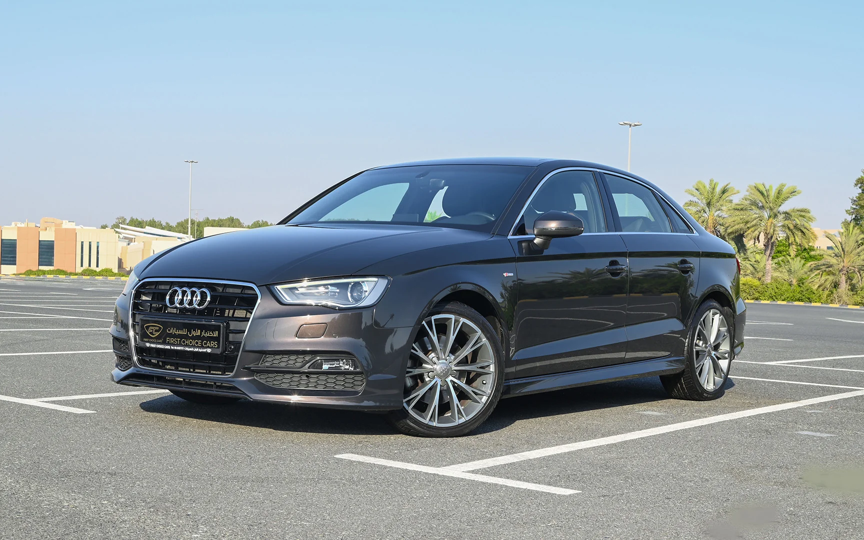 Used 2016 Audi A3 S-Line Grey – Left Front Diagonal (45°) View at First Choice Cars Sharjah