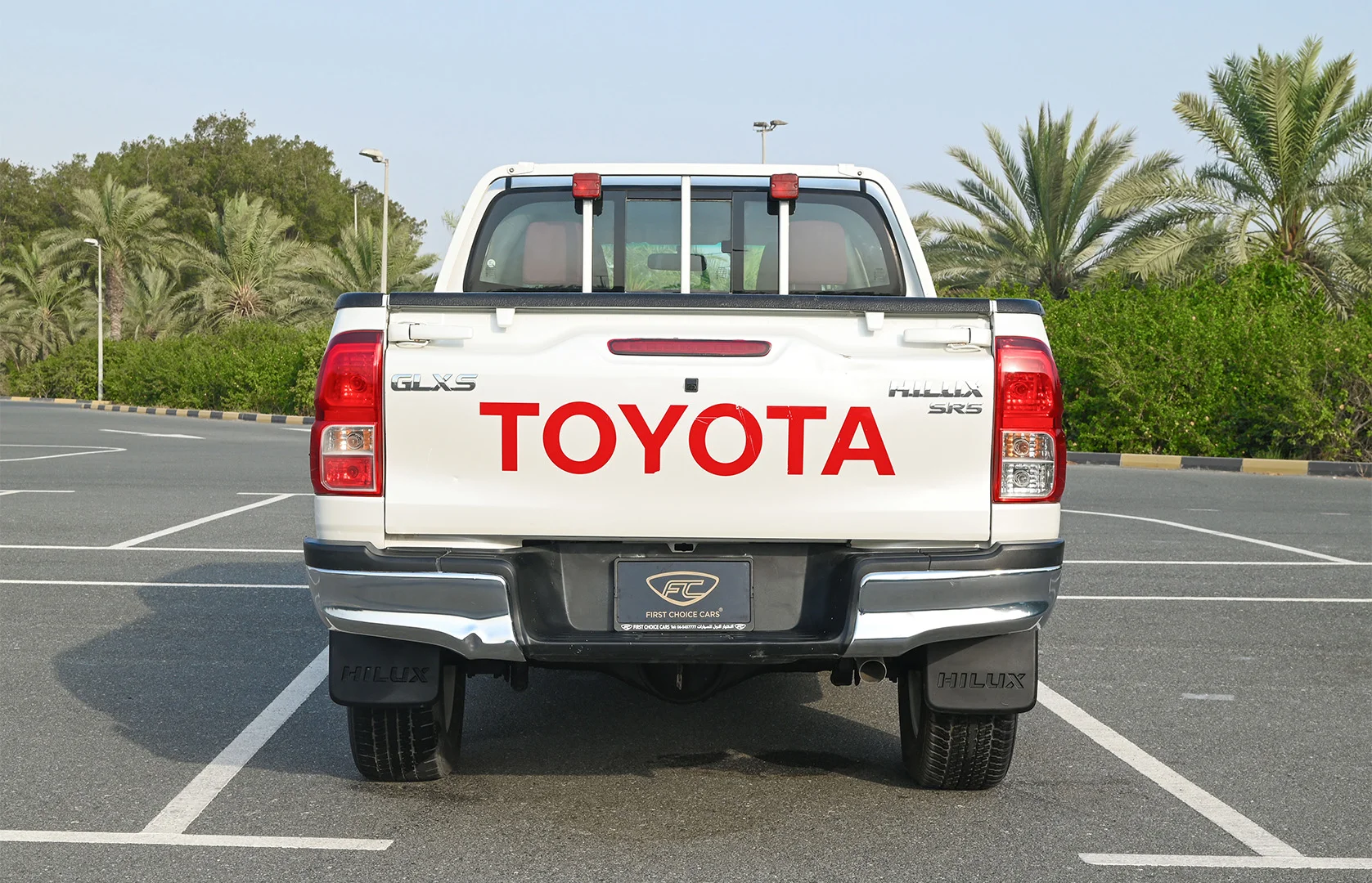 Used 2020 Toyota Hilux GLX Double Cabin White – Back/Rear View at First Choice Cars Sharjah