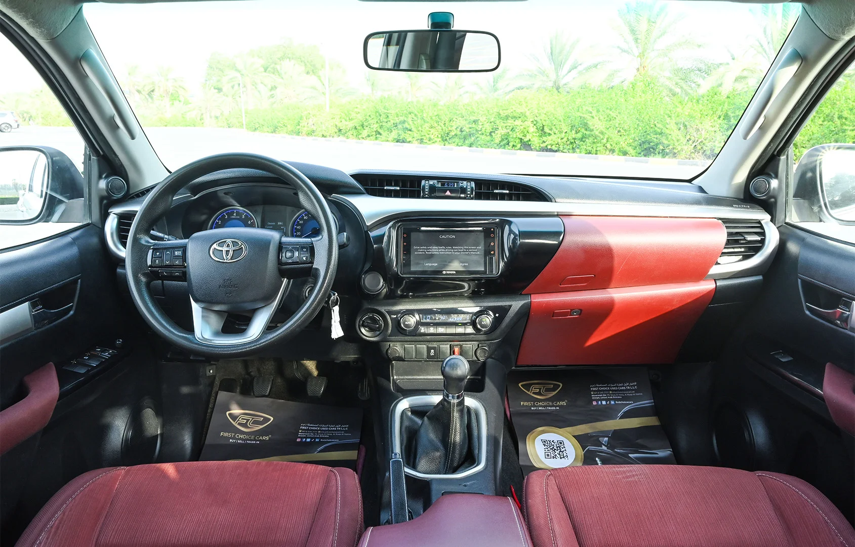 Used 2020 Toyota Hilux GLX Double Cabin White – Front Cabin / Dashboard Full View at First Choice Cars Sharjah
