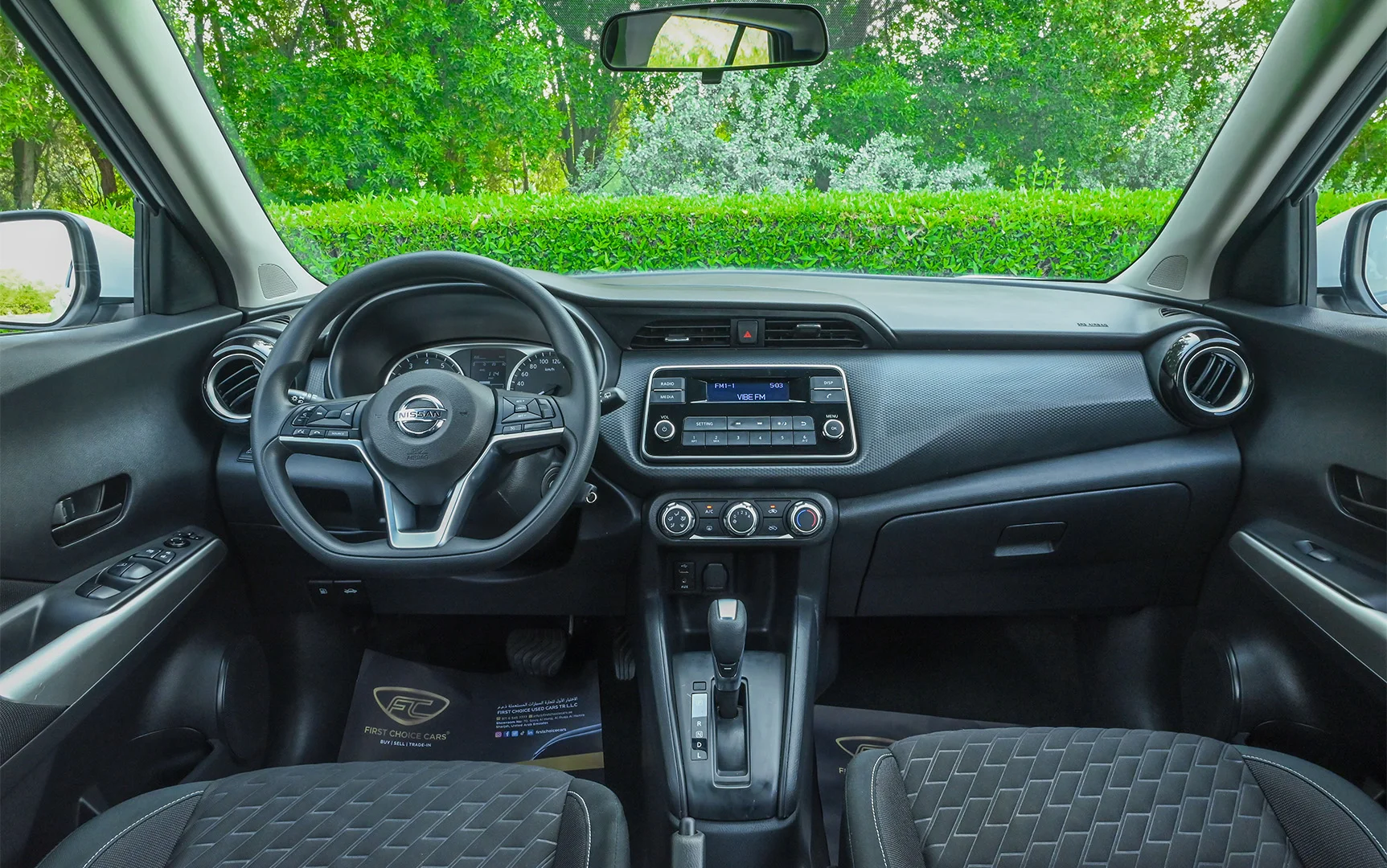 Used 2022 Nissan Kicks S White – Front Cabin / Dashboard Full View at First Choice Cars Sharjah