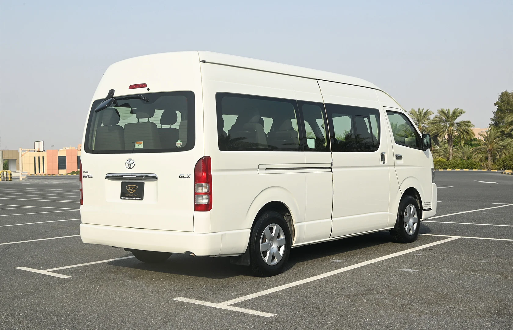 Used 2018 Toyota Hiace GLX High Roof White – Right Back Diagonal (45°) View at First Choice Cars Sharjah