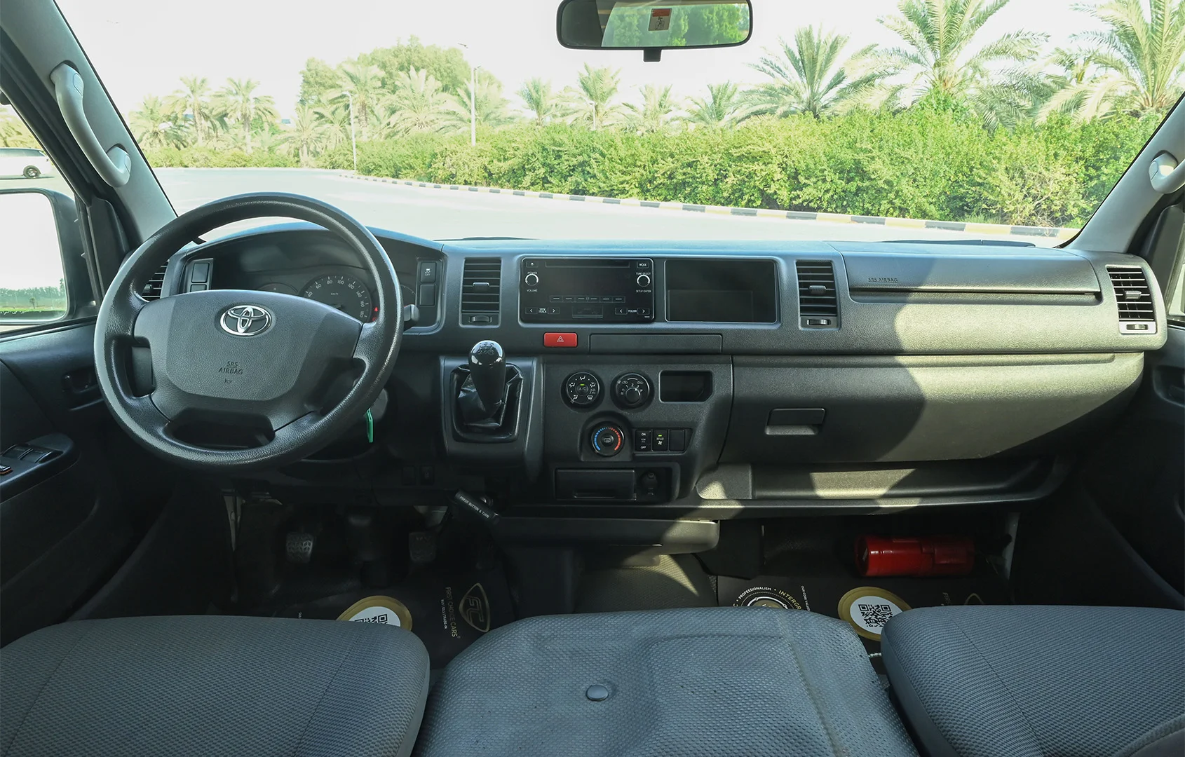 Used 2018 Toyota Hiace GLX High Roof White – Front Cabin / Dashboard Full View at First Choice Cars Sharjah