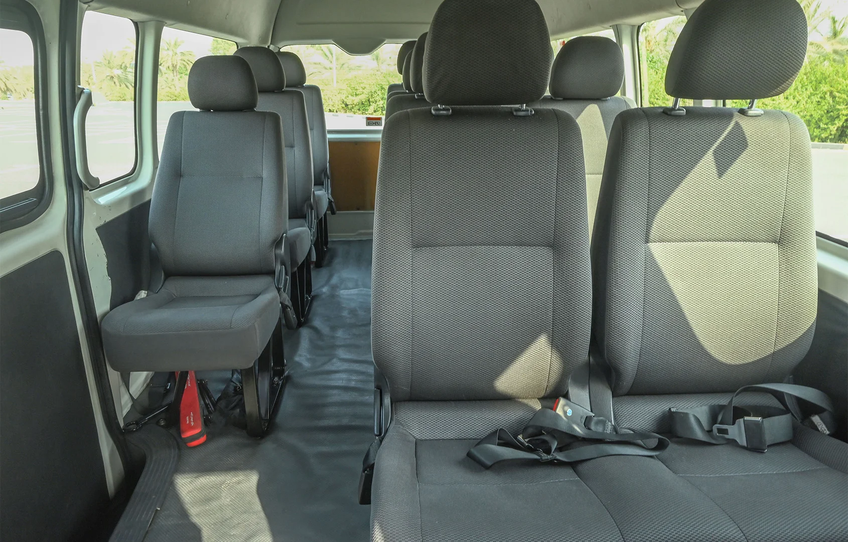 Used 2018 Toyota Hiace GLX High Roof White – Rear Seat View at First Choice Cars Sharjah