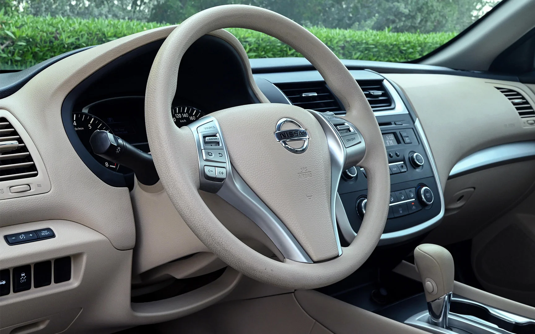 Used 2018 Nissan Altima S White – Driver Side Dashboard & Steering View at First Choice Cars Sharjah