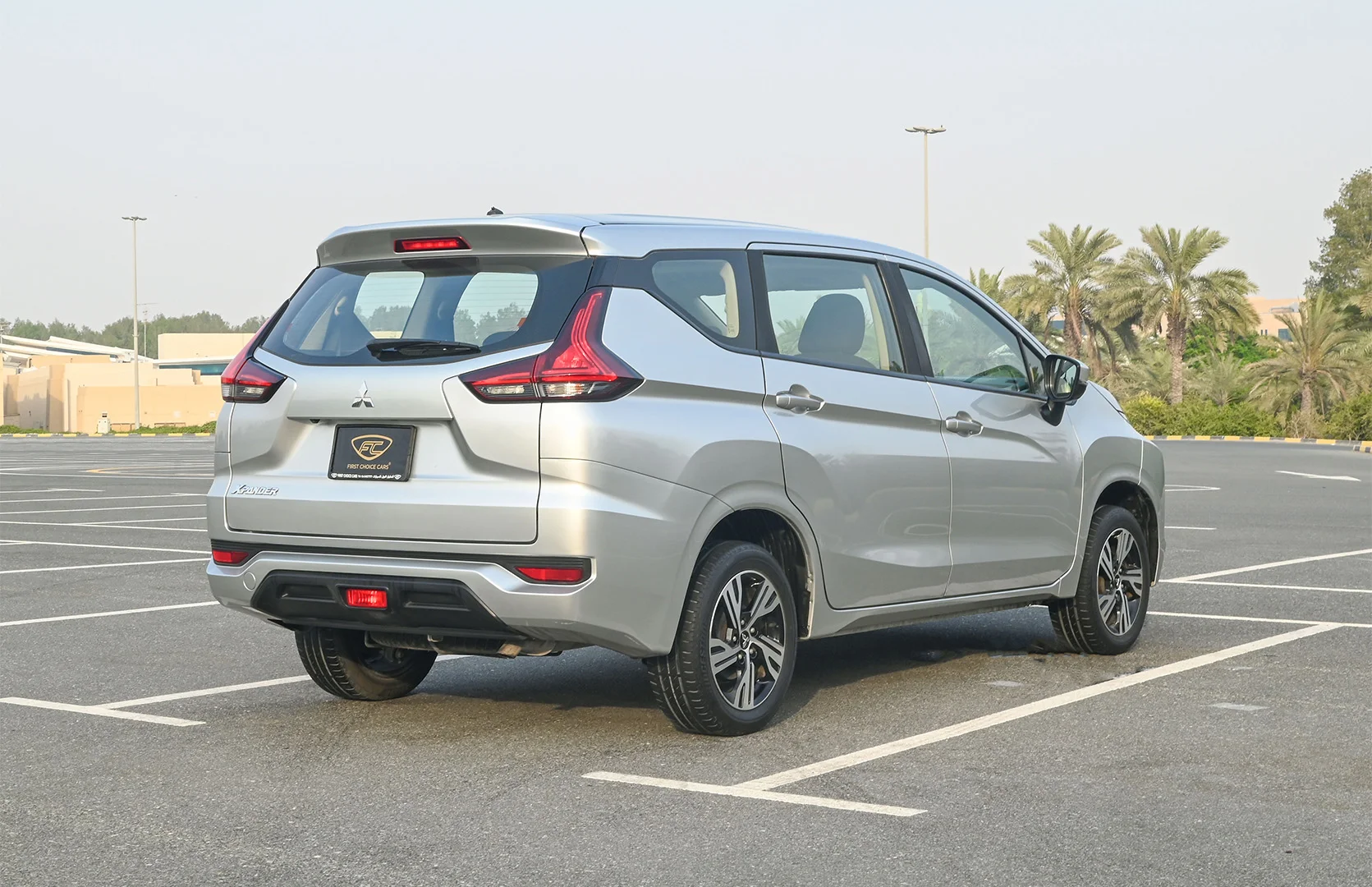 Used 2021 Mitsubishi XPANDER Highline Silver – Right Back Diagonal (45°) View at First Choice Cars Sharjah