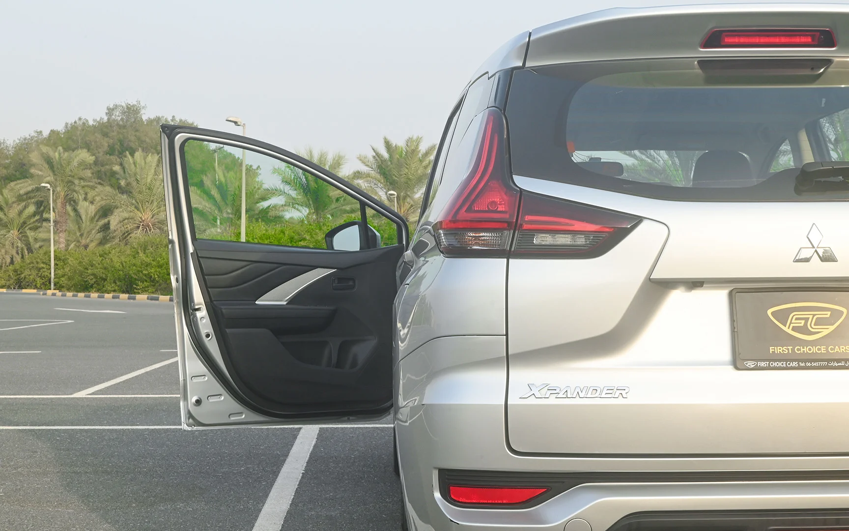 Used 2021 Mitsubishi XPANDER Highline Silver – Taillight Close-up at First Choice Cars Sharjah