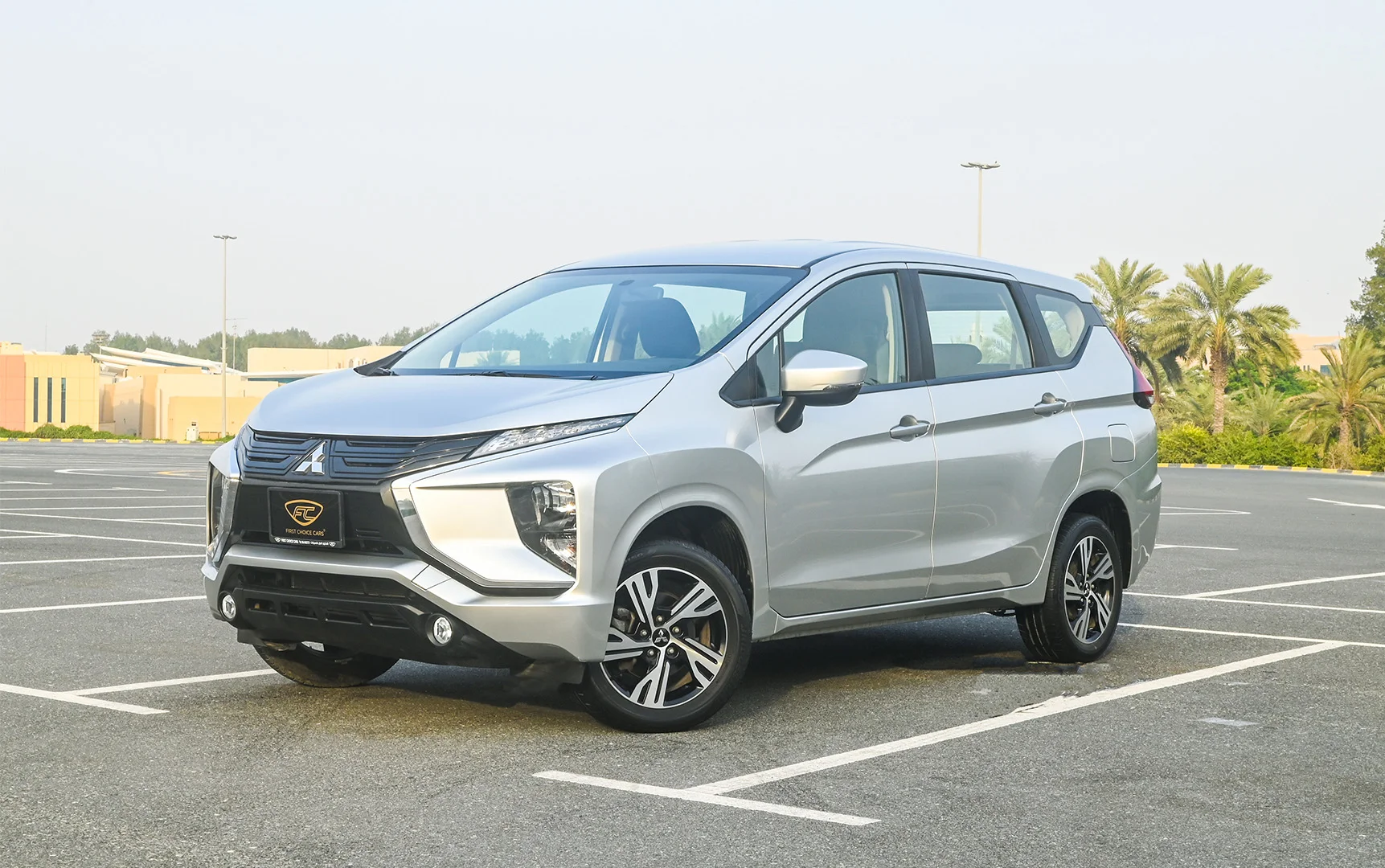 Used 2021 Mitsubishi XPANDER Highline Silver – Left Front Diagonal (45°) View at First Choice Cars Sharjah