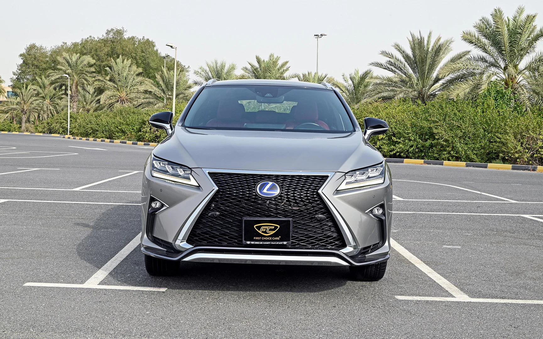 Used 2017 Lexus RX-Series RX 450h L Platinum in Silver – Front View for Sale at First Choice Cars Dubai Sharjah
