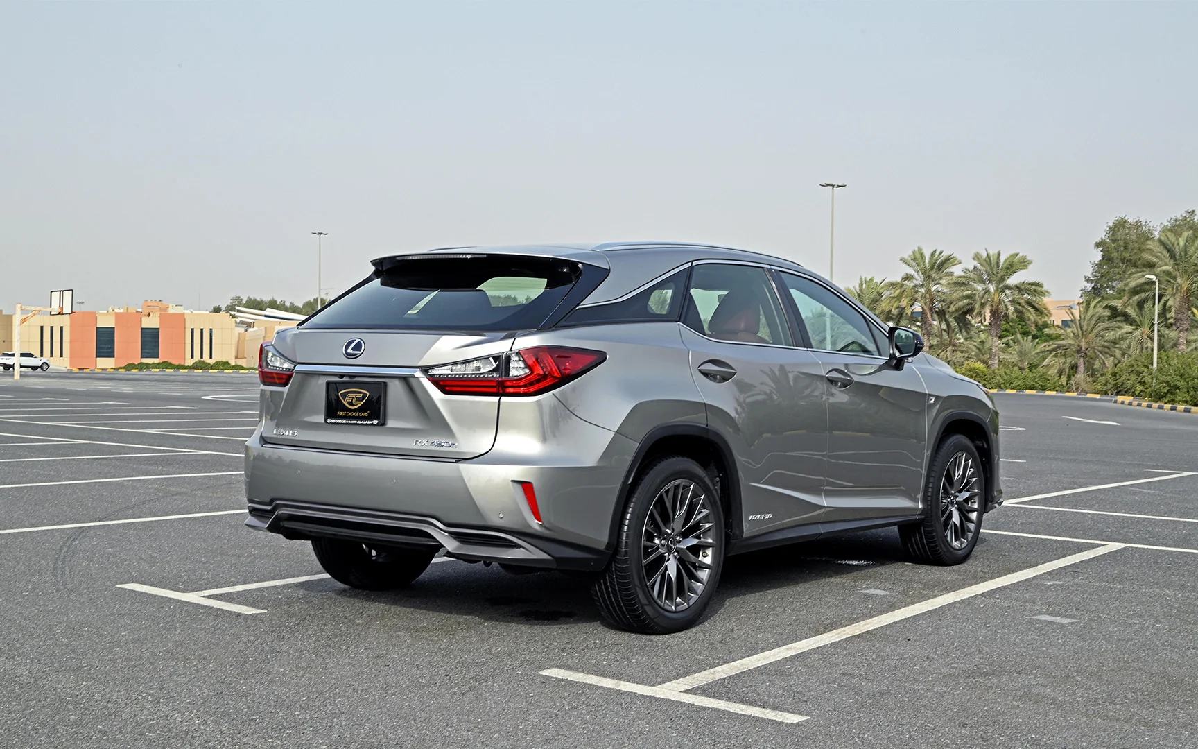 Used 2017 Lexus RX-Series RX 450h L Platinum Silver – Right Back Diagonal (45°) View at First Choice Cars Sharjah