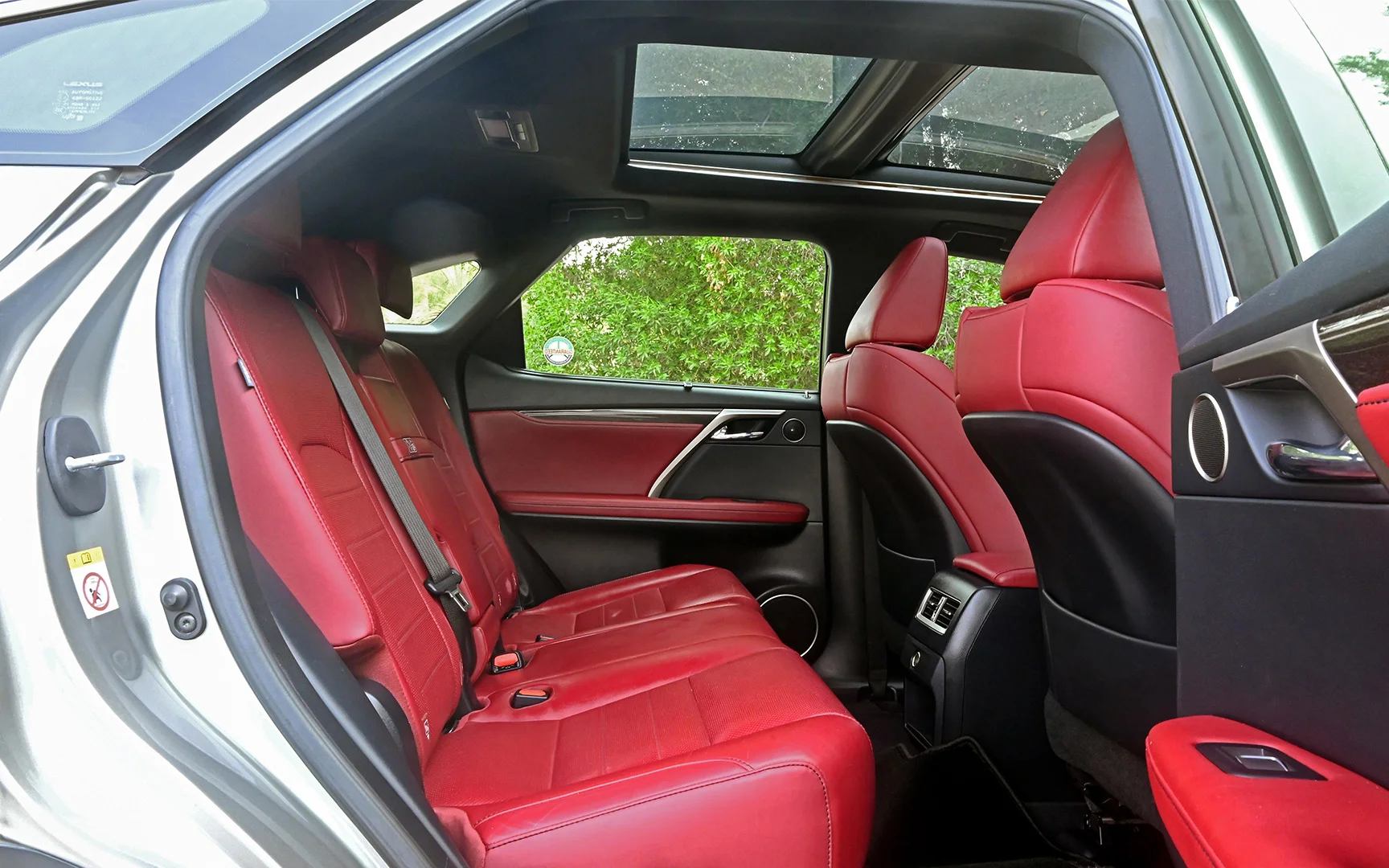 Used 2017 Lexus RX-Series RX 450h L Platinum Silver – Rear Passenger Side Cabin View at First Choice Cars Sharjah