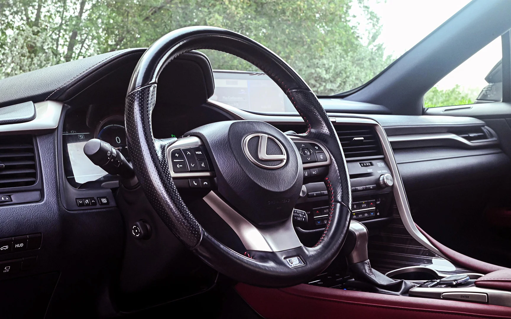 Used 2017 Lexus RX-Series RX 450h L Platinum Silver – Driver Side Dashboard & Steering View at First Choice Cars Sharjah