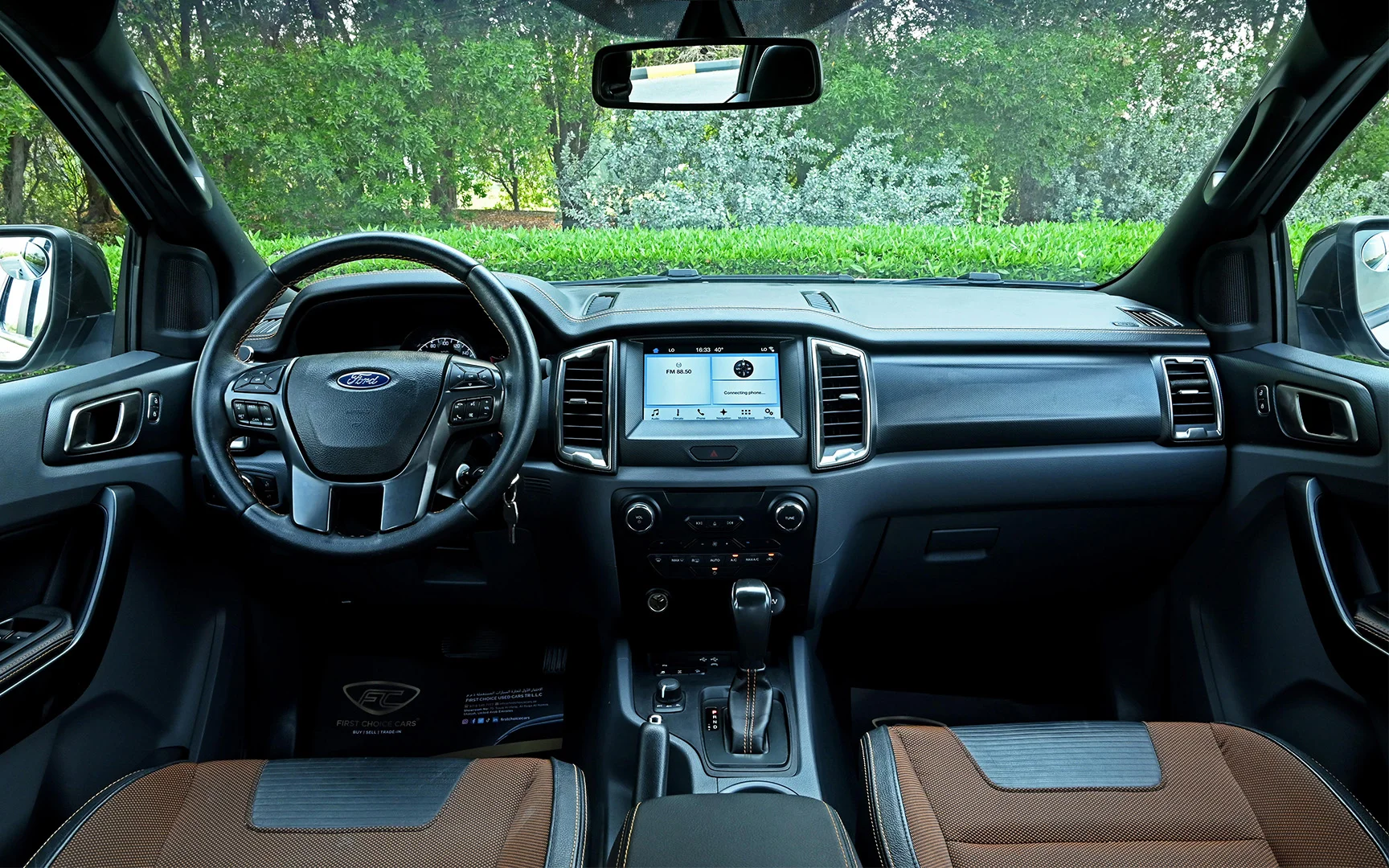 Used 2021 Ford Ranger Wildtrak in Silver – Front Cabin / Dashboard Full View for Sale at First Choice Cars Dubai Sharjah