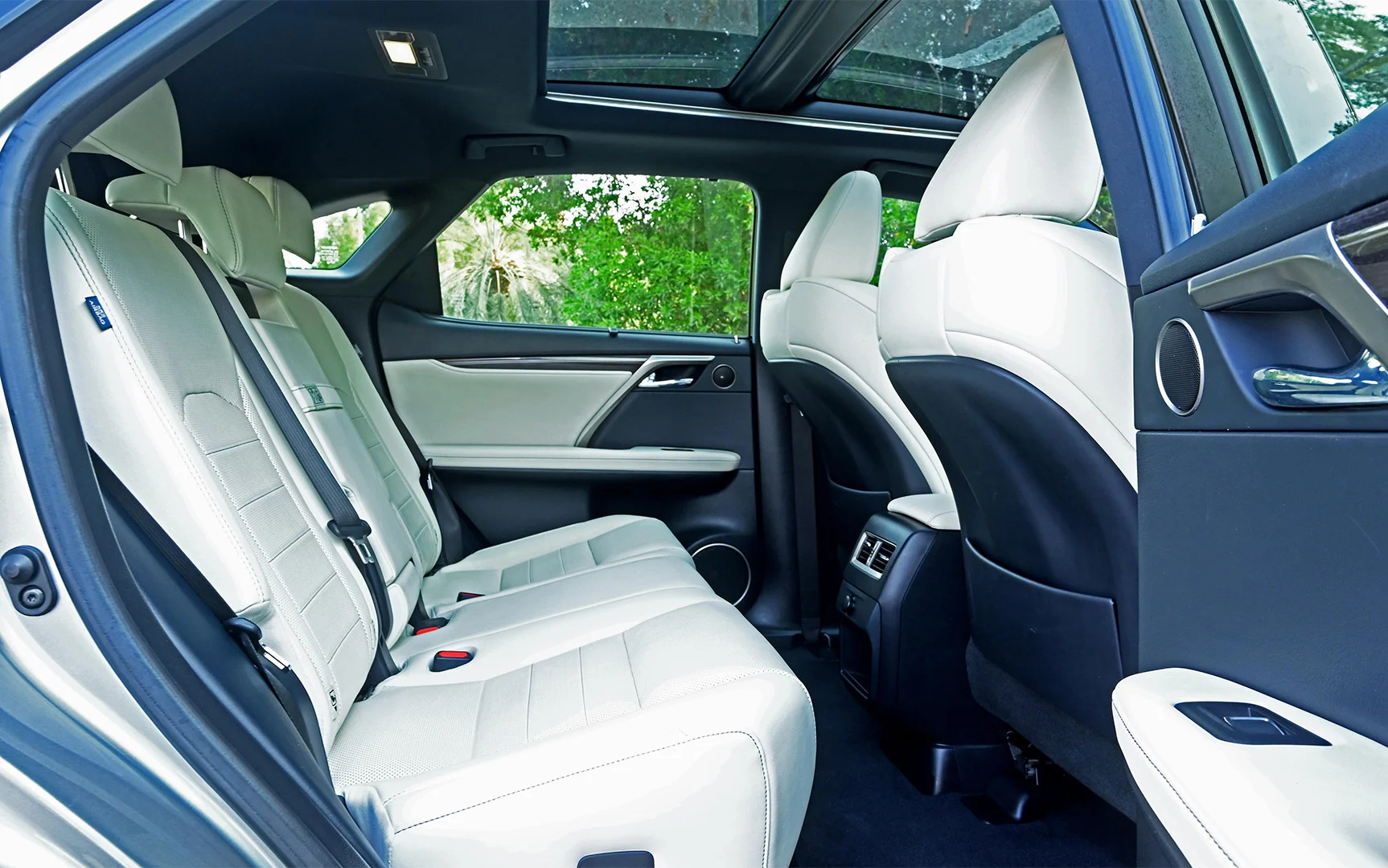 Used 2017 Lexus RX 450h F Sport in Silver – Rear Passenger Side Cabin View
