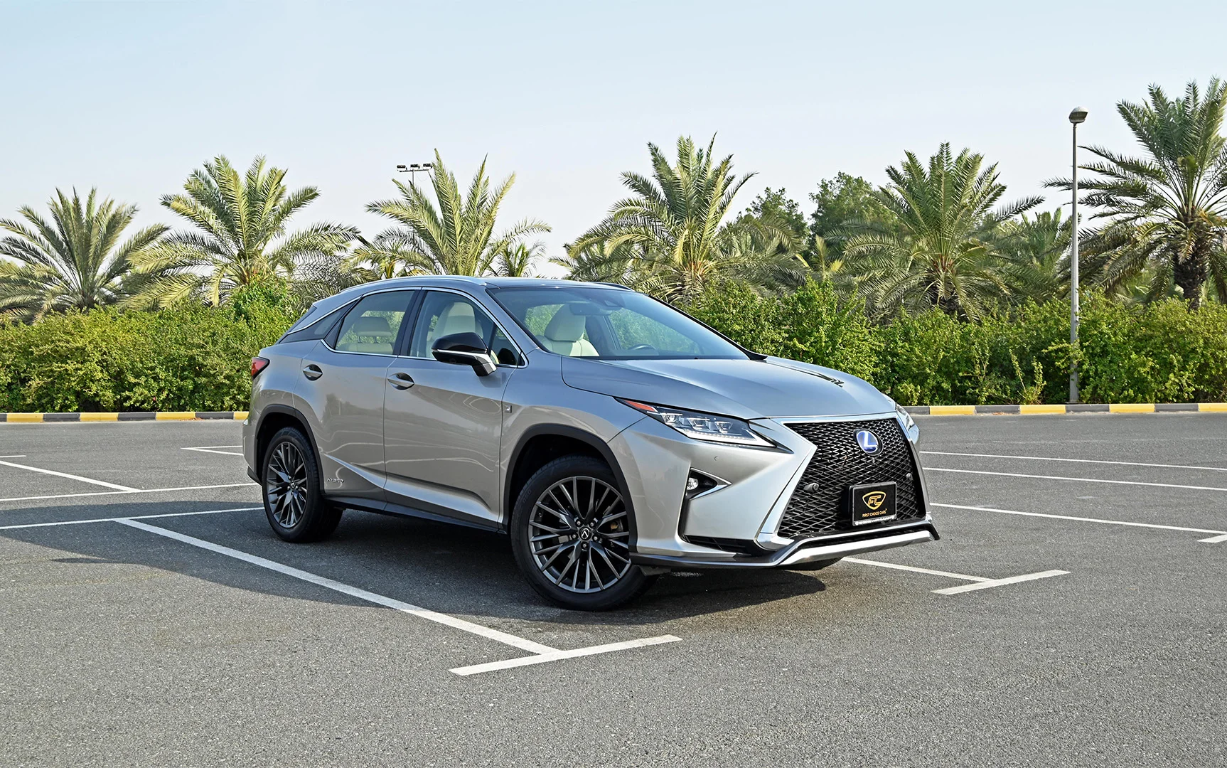 Used 2017 Lexus RX-Series RX 450h F Sport Silver – Right Front Diagonal (45°) View at First Choice Cars Sharjah