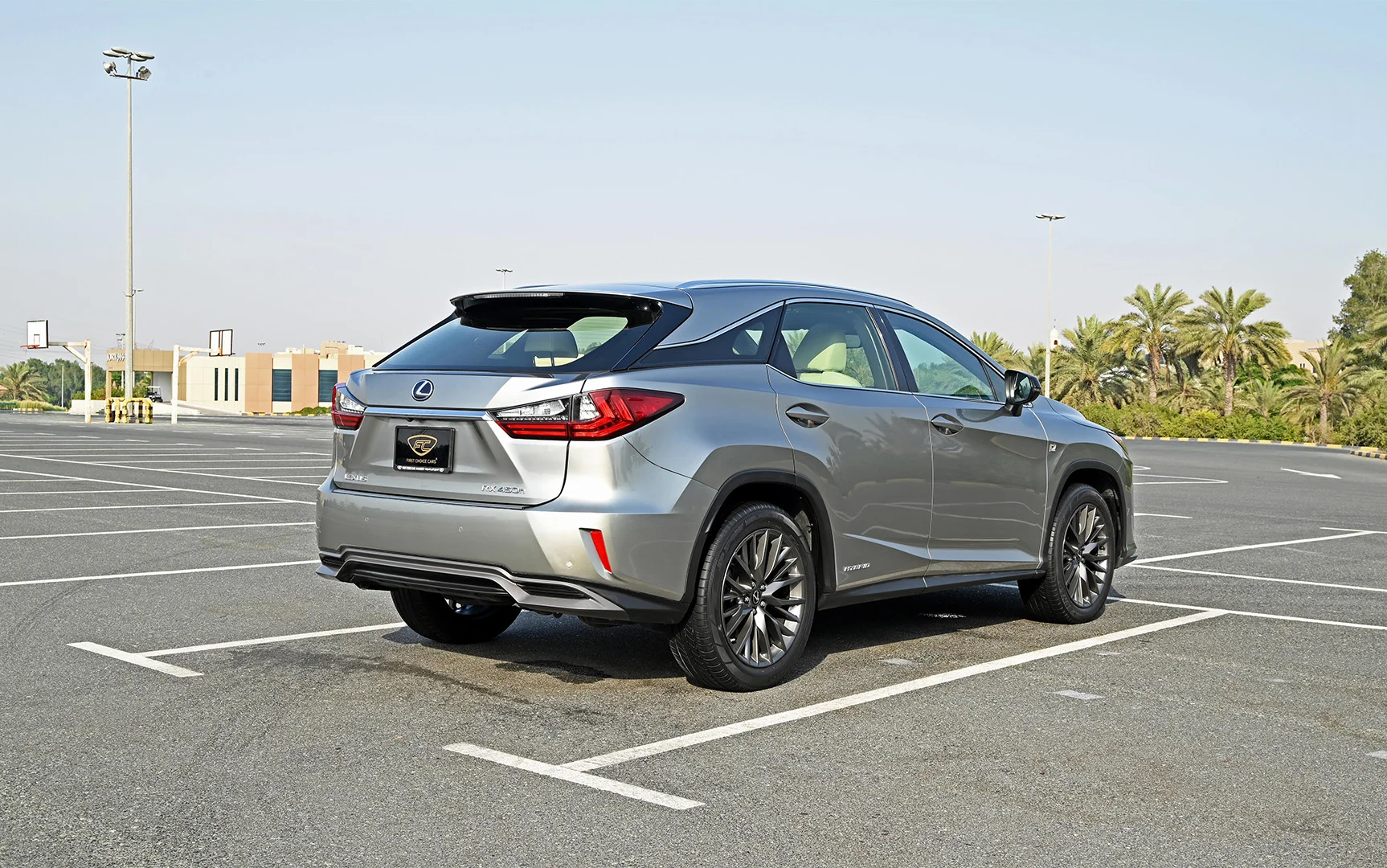 Used 2017 Lexus RX-Series RX 450h F Sport Silver – Right Back Diagonal (45°) View at First Choice Cars Sharjah