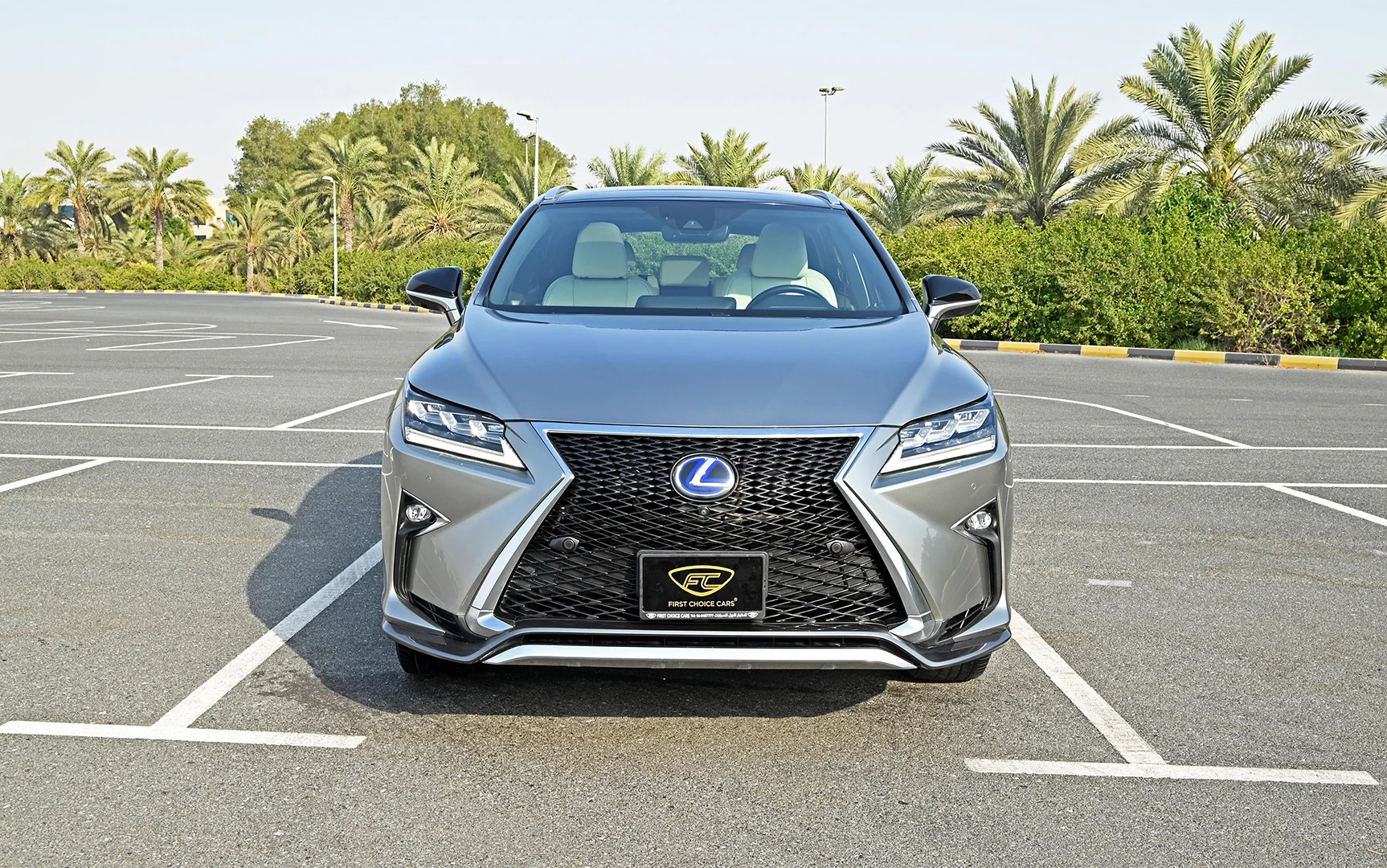 Used 2017 Lexus RX-Series RX 450h F Sport Silver – Front View at First Choice Cars Sharjah